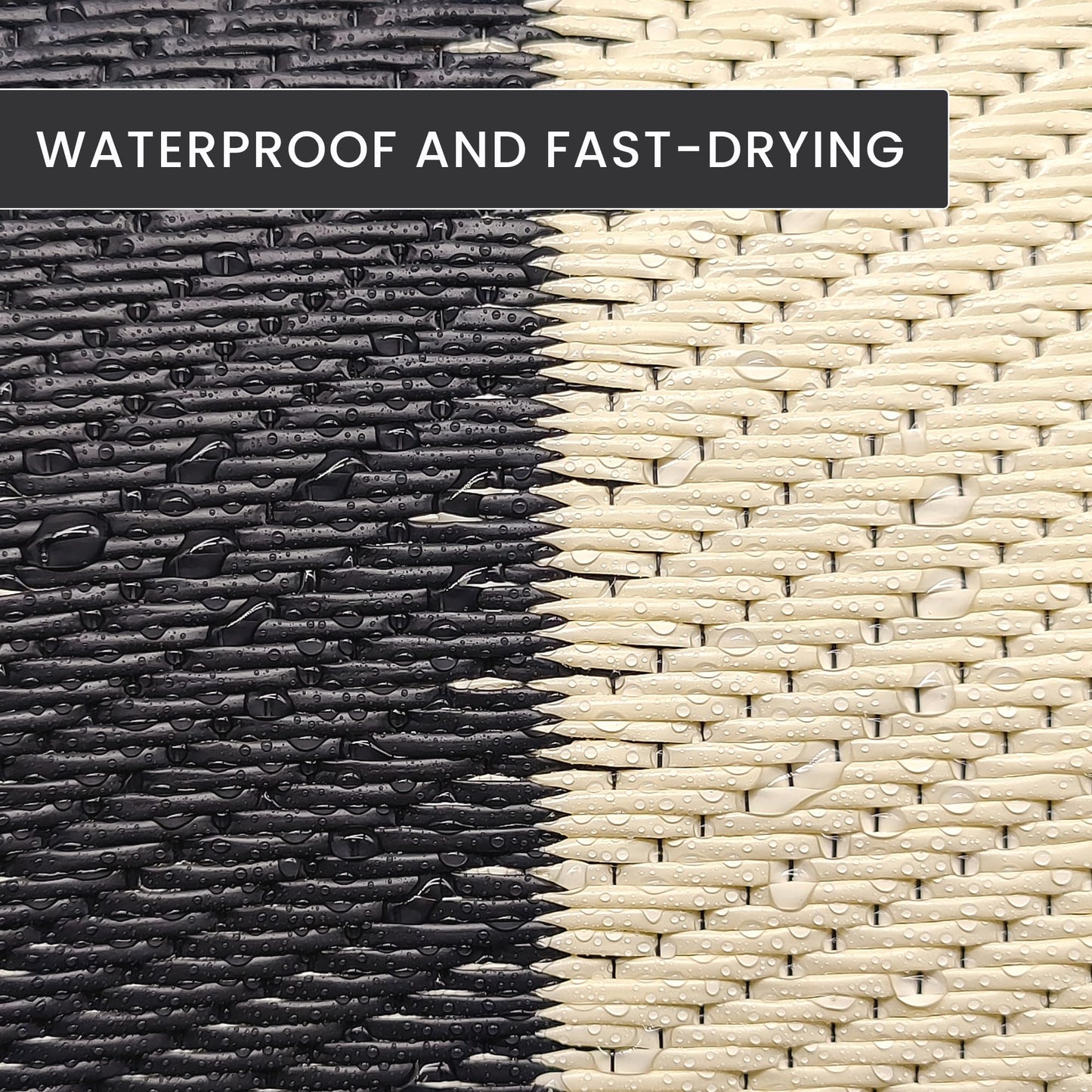 Relsy Outdoor Rug Waterproof Reversible Large 160 x 230 cm Garden Rug, Black & Cream Grid Area Rugs For Garden Outdoor Patio Rug, Camping Mat, Deck, Backyard, Picnic