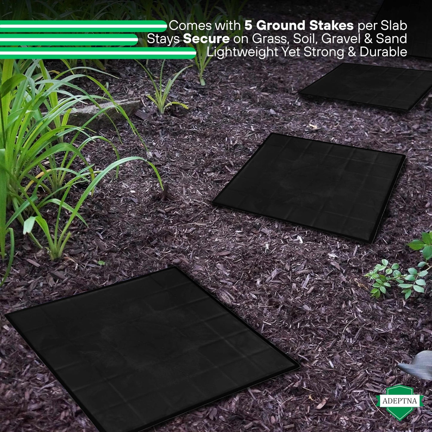 ADEPTNA Pack of 8 Plastic Patio Block Stepping Stones Easy Install, Weatherproof, Lightweight Concrete Effect Paving Slabs Anti-Slip & UV Resistant Square Stones for Outdoor Garden Pathway Patio