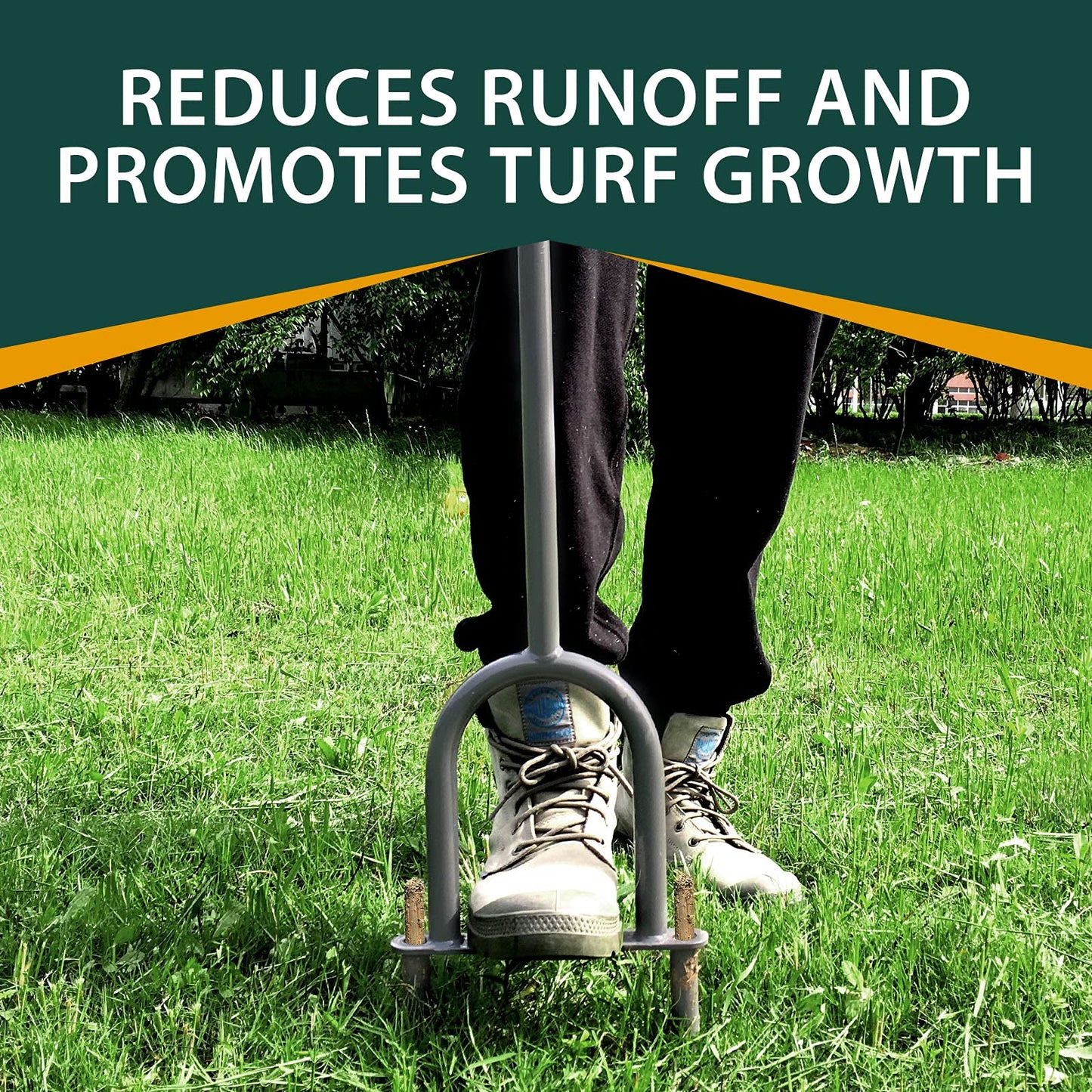 Walensee Lawn Coring Aerator, Manual Grass Dethatching Turf Plug, Core Aerating Tool, Garden Tool, Heavy Duty Aeration for Compacted Soils and Lawns to Prevent Lawn Run-Off and Soil Compaction