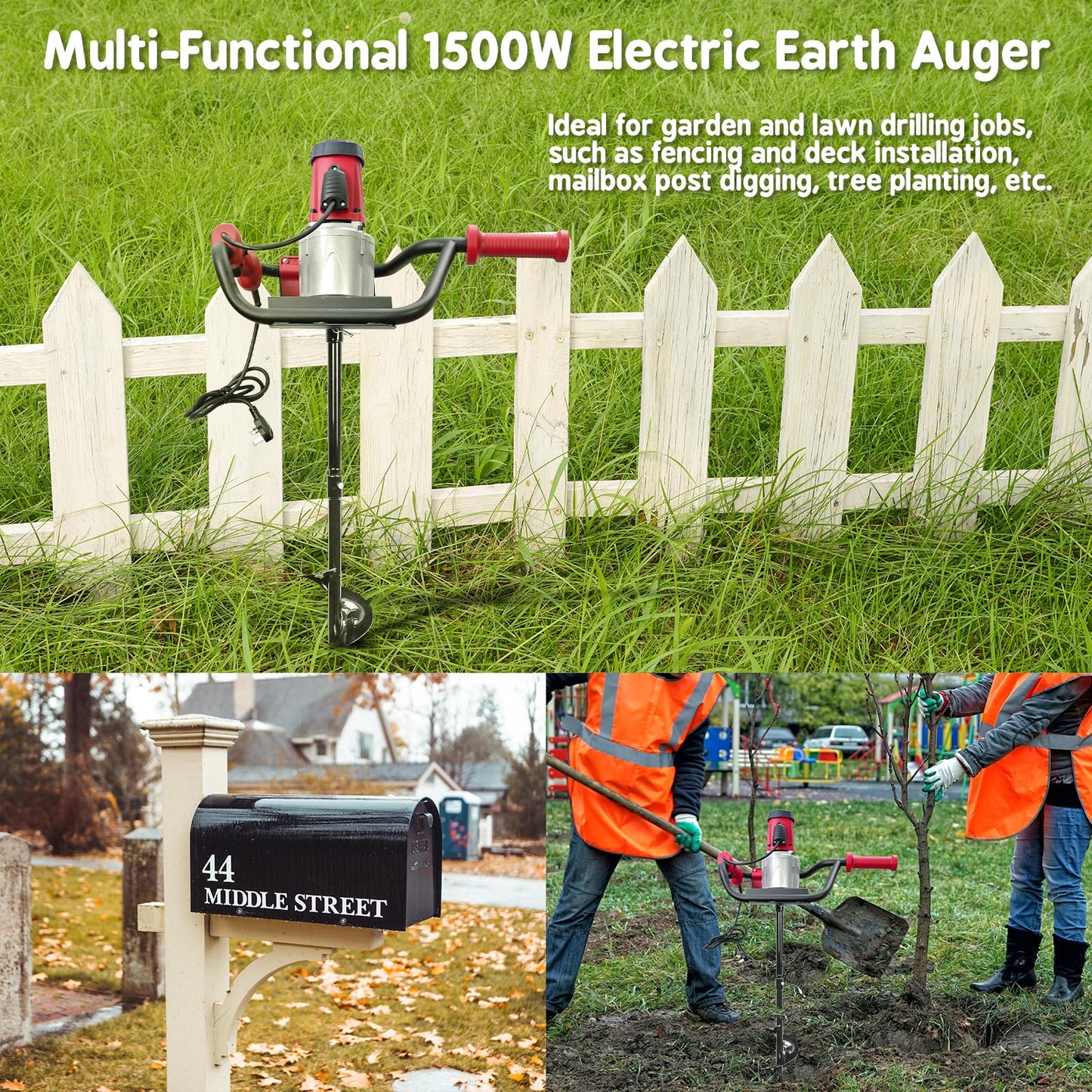 Voilamart Electric Post Hole Diggers, Fence Petrol Earth Auger Post Hole Diggers Earth Auger Drill