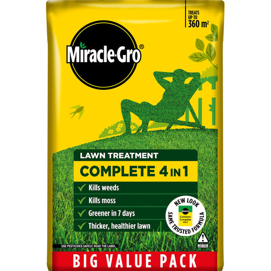 Miracle-Gro Evergreen Complete 4-in-1 Lawn Food, Weed & Moss Control, 360 m2, Yellow