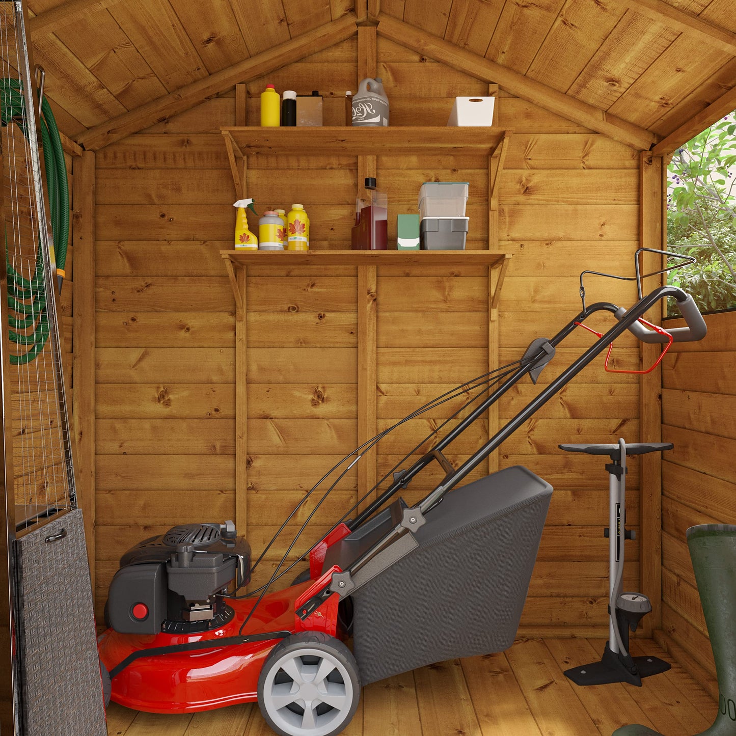 BillyOh Keeper Overlap Garden Shed with Floor | Wooden Garden Storage Shed with Apex Roof & Felt Included | Windowed or Windowless- Multiple Sizes (4x6 Windowless)