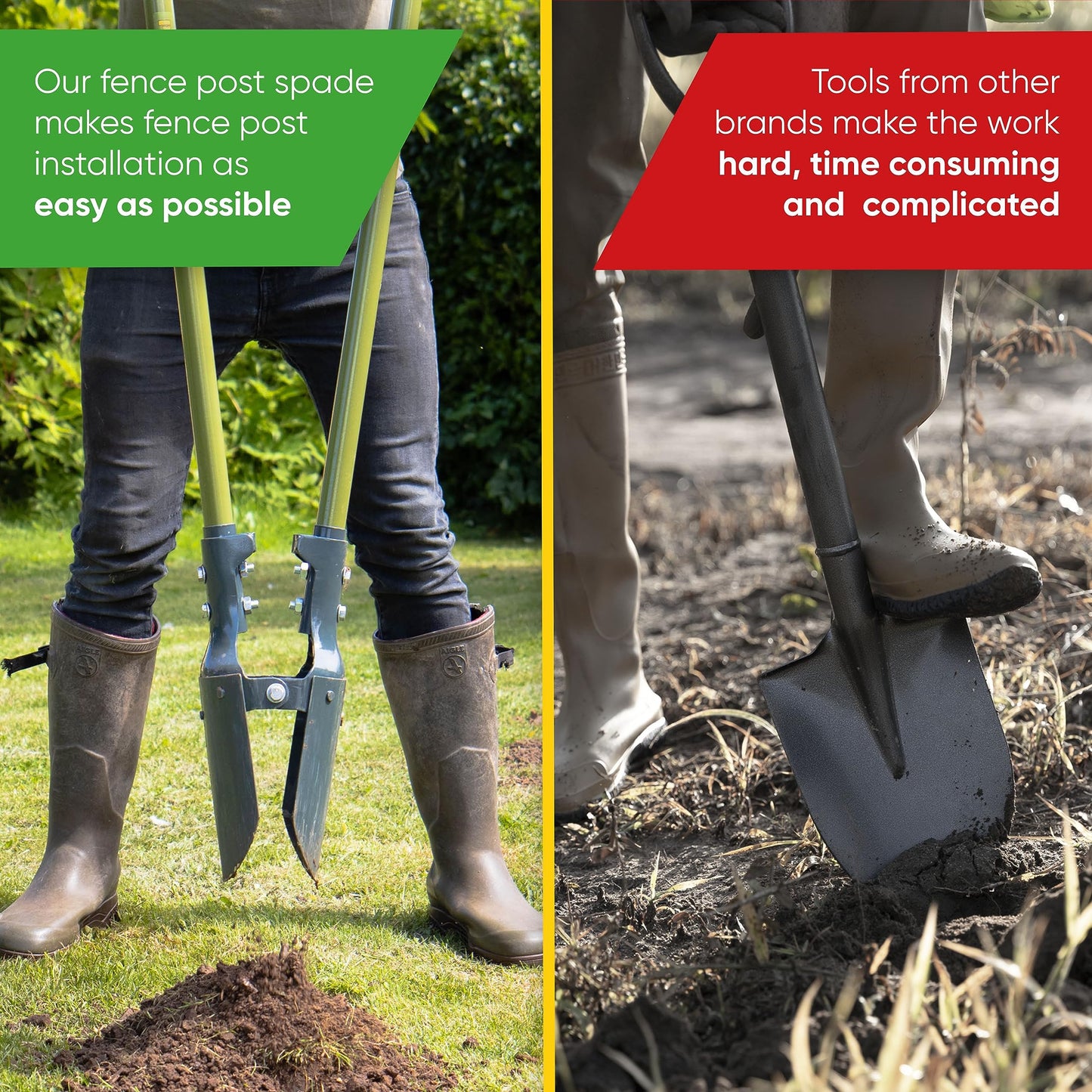 Postsaver Post Hole Digger | Heavy-Duty Fencing Spade for Professional or DIY Use | Fence Post Shovel Steel Handles | Digs Up to 6-Inch Holes | Fencing Spade (Post Hole Digger)