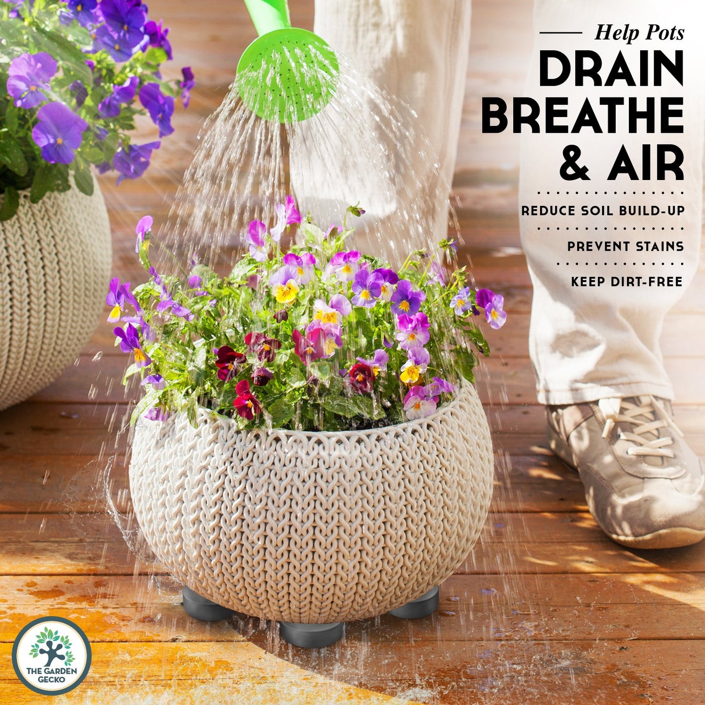 The Garden Gecko Invisible Pot feet for Outdoor Plant pots and Flowers Solid Rubber Pot risers with Enhanced Non-Slip Surface Grip | 20 Pack.