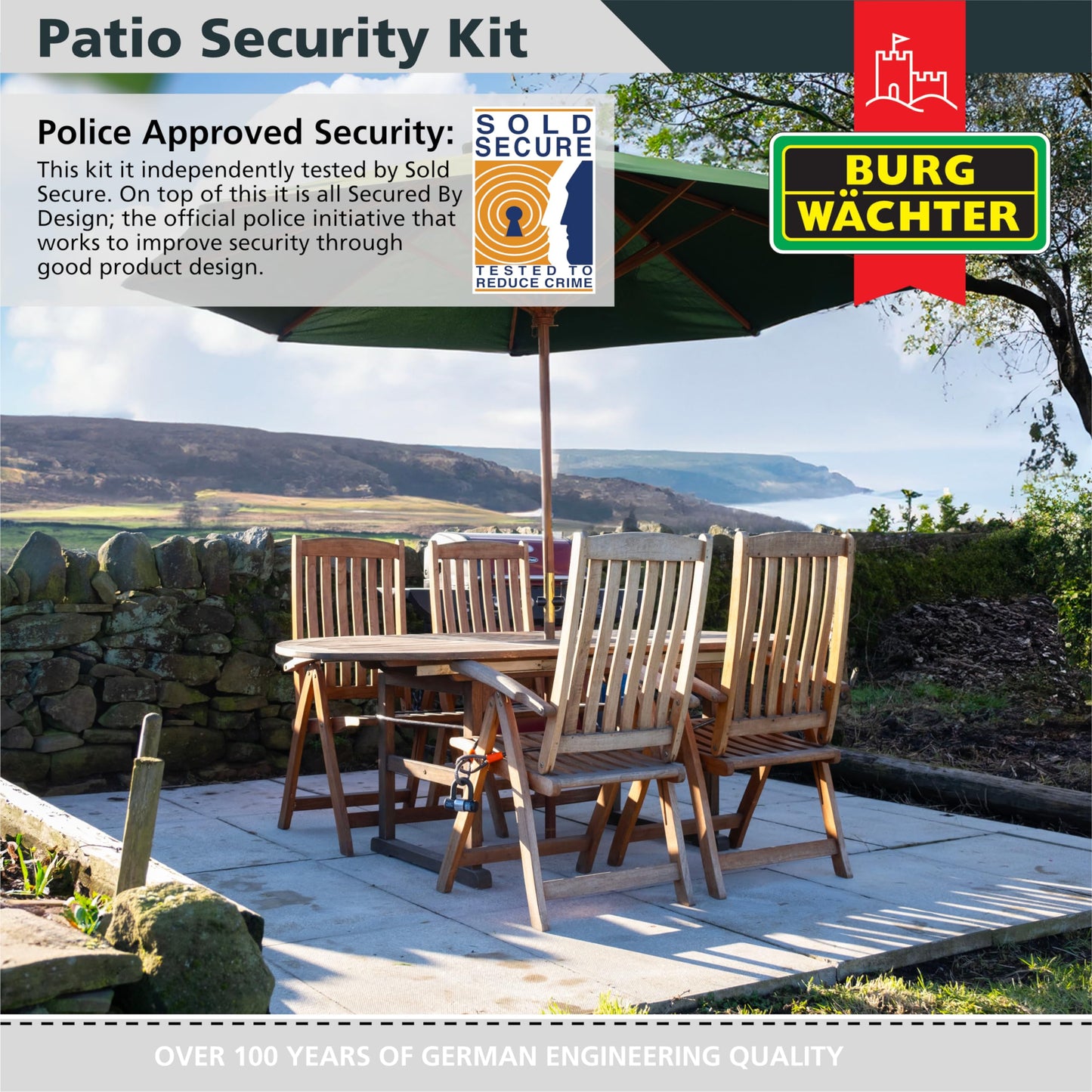 Burg-Wächter 4.5m Patio Security Kit, Black