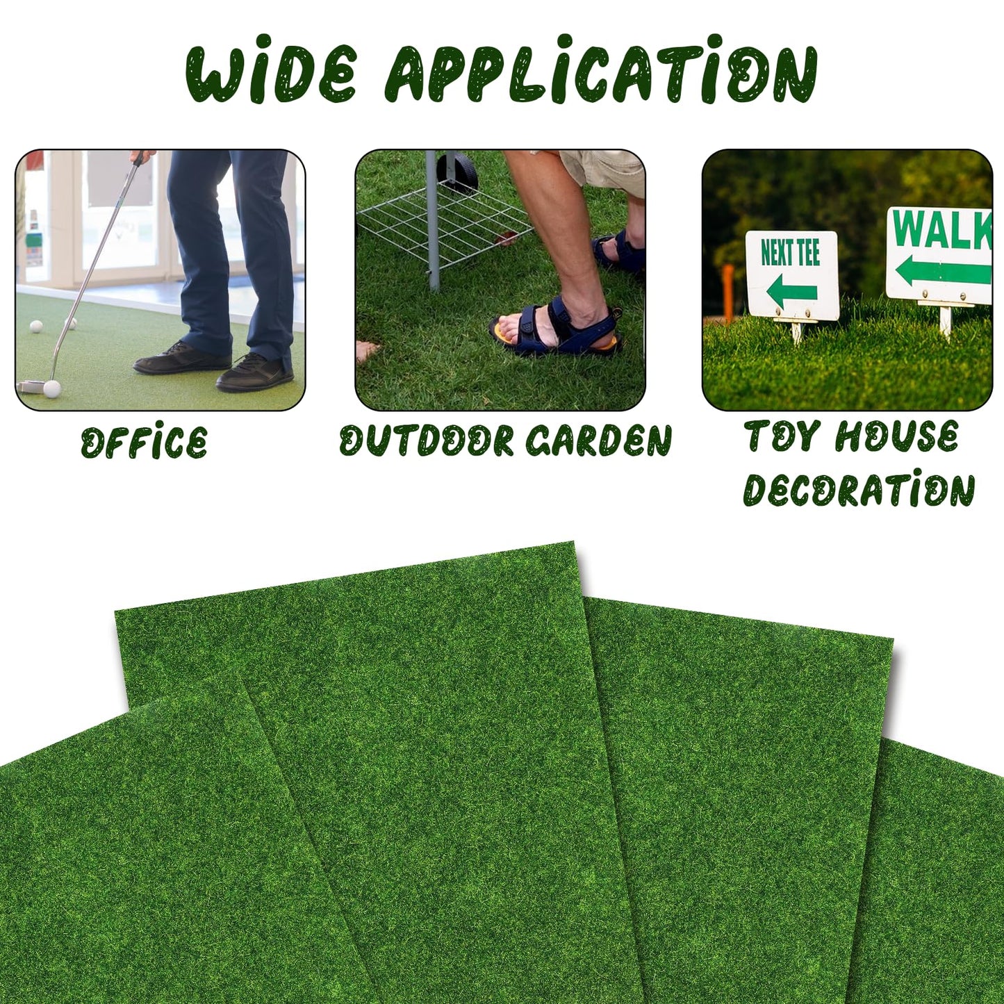 Aeaocvo 4 PCS Fake Grass Mat 15 x 15 cm Miniature Grass Micro Artificial Grass Turf for Craft, Imitation Grass for Modelling, Dolls House, Toy Farm, Fake Garden Grass Lawn Ornament