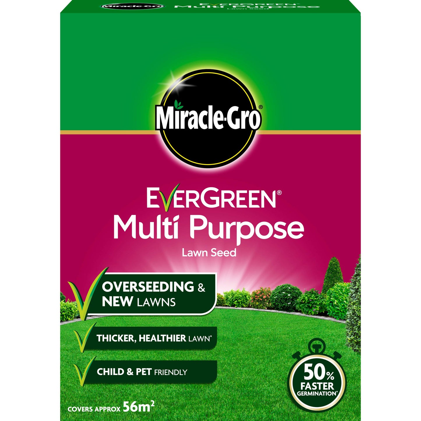 Miracle-Gro EverGreen Multi Purpose Lawn Seed 1.6 kg - 56 m2, White