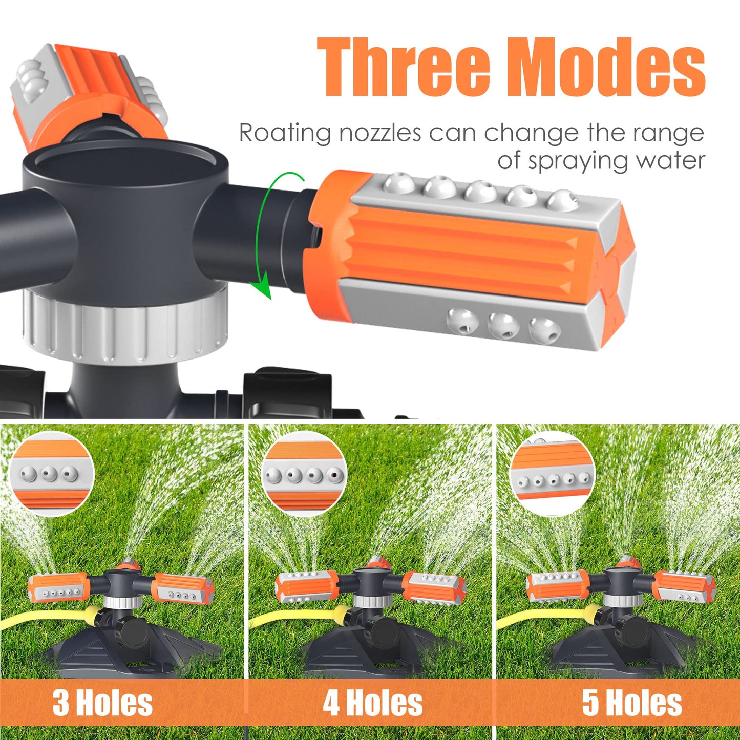 Garden Sprinkler,Automatic 360 Degree Rotating Garden Sprinkler with Quick Connectors