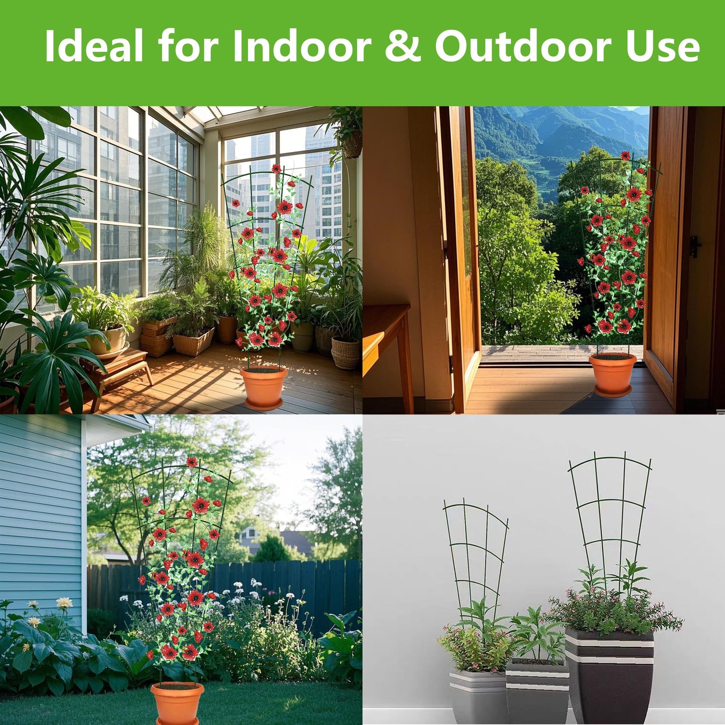 4 Pack 40cm/16 inch Plant Climbing Garden Trellis: Indoor Plant Trellis for Houseplant Climbing Outdoor Garden Trellis for Climbing Plants Backyard Flowers Vines