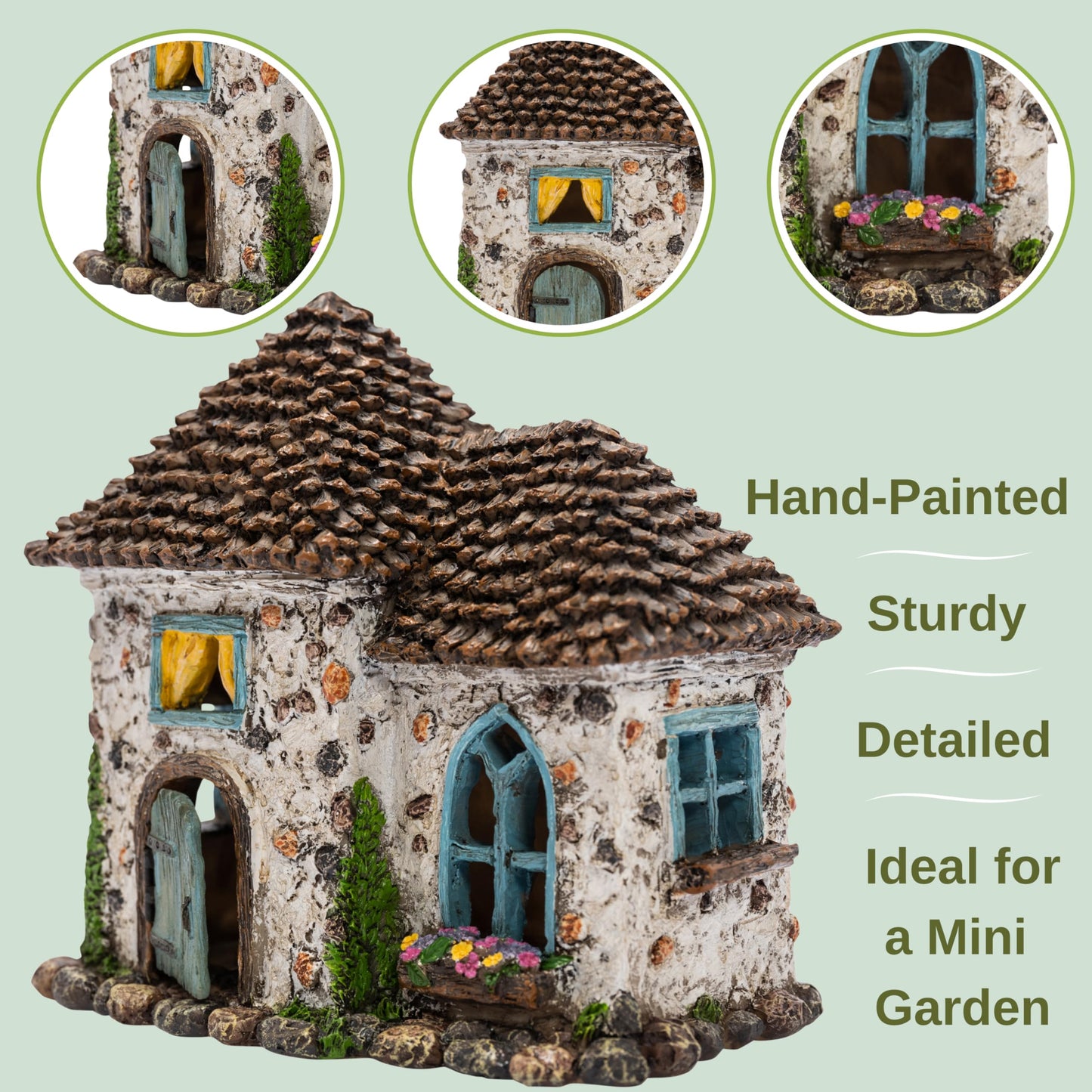PRETMANNS Fairy Garden Fairy Houses - Garden Fairies Ornaments Outdoor, Fairies for Fairy Garden - Garden Fairy House Kit - Fairies House has an opening door - 15cm H
