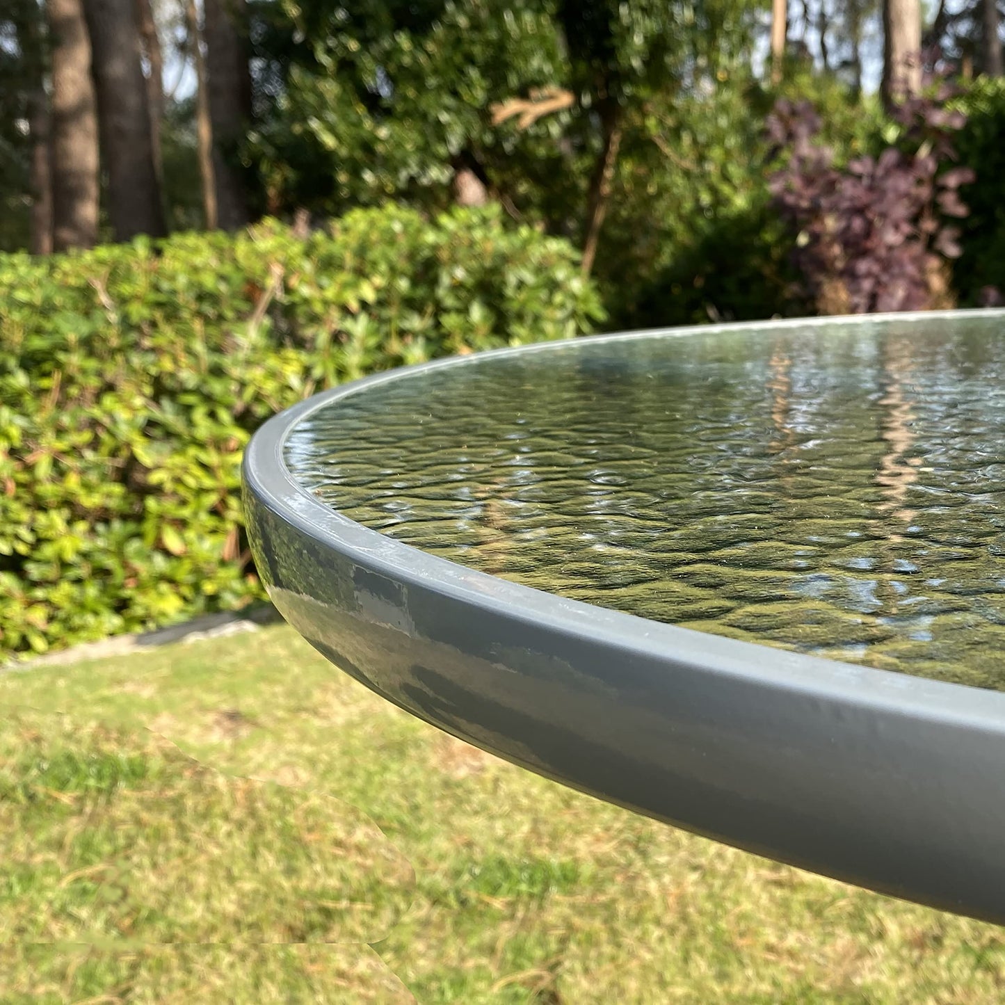 Selections Glass Top Round Garden Table for 6 Piece Patio Furniture