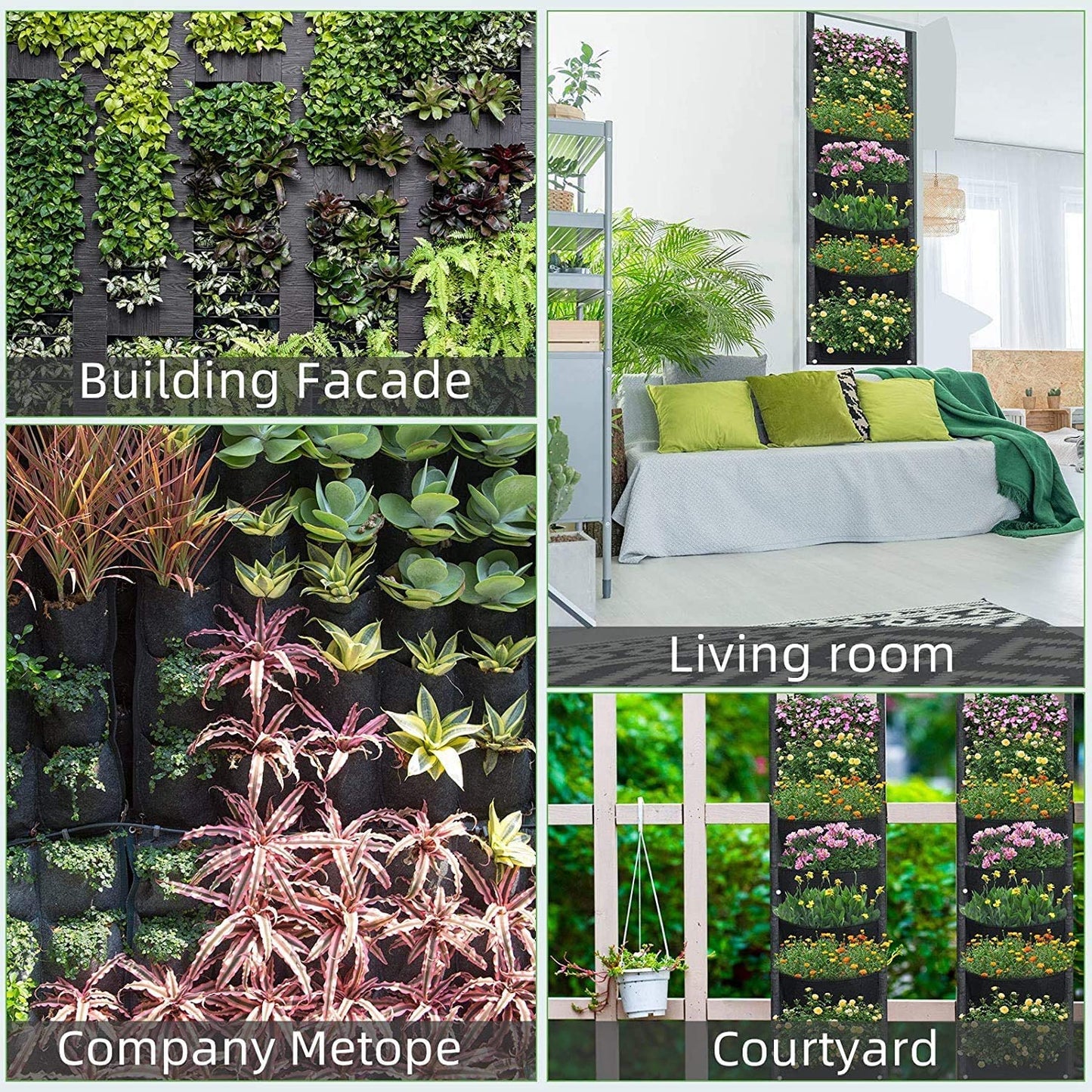 WAIZHIUA 2 Pack Wall Planting Bags 7 Pocket Wall Hanging Planter Planting Grow Bags Vertical Hanging Plant Bags Garden Wall Planter for Yard Garden Home Decoration