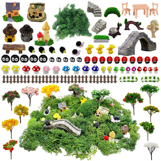 Cayway 83 PCS Fairy Garden Accessories Outdoor, Fairy Garden Supplies Micro Landscape Decoration, Mixed Model Trees for DIY Craft Garden Decoration