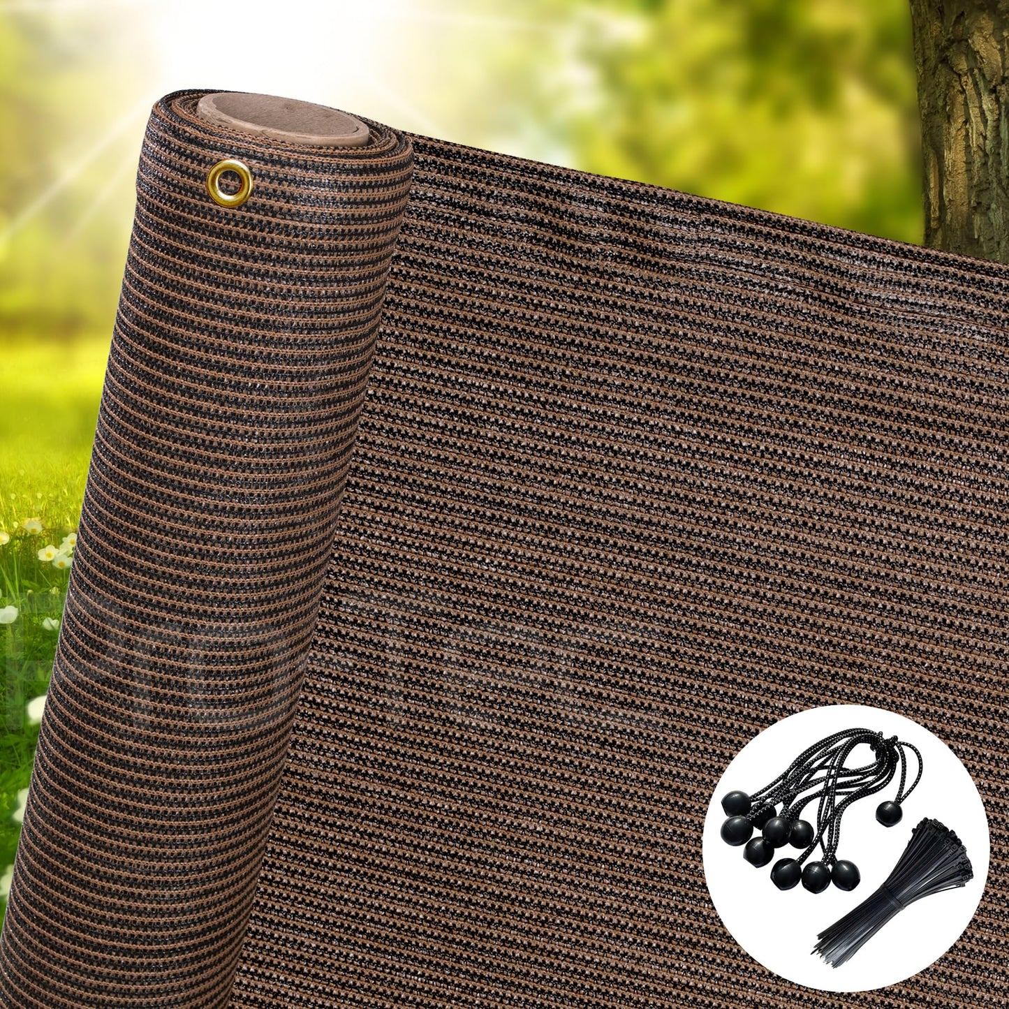 1m,1.5m, 2m Wide Privacy Netting Garden Screening Windbreak Fencing 95% Shade Fence Net Brown 1m x 10m FREE 6 Bungees 50 Zip Ties Included