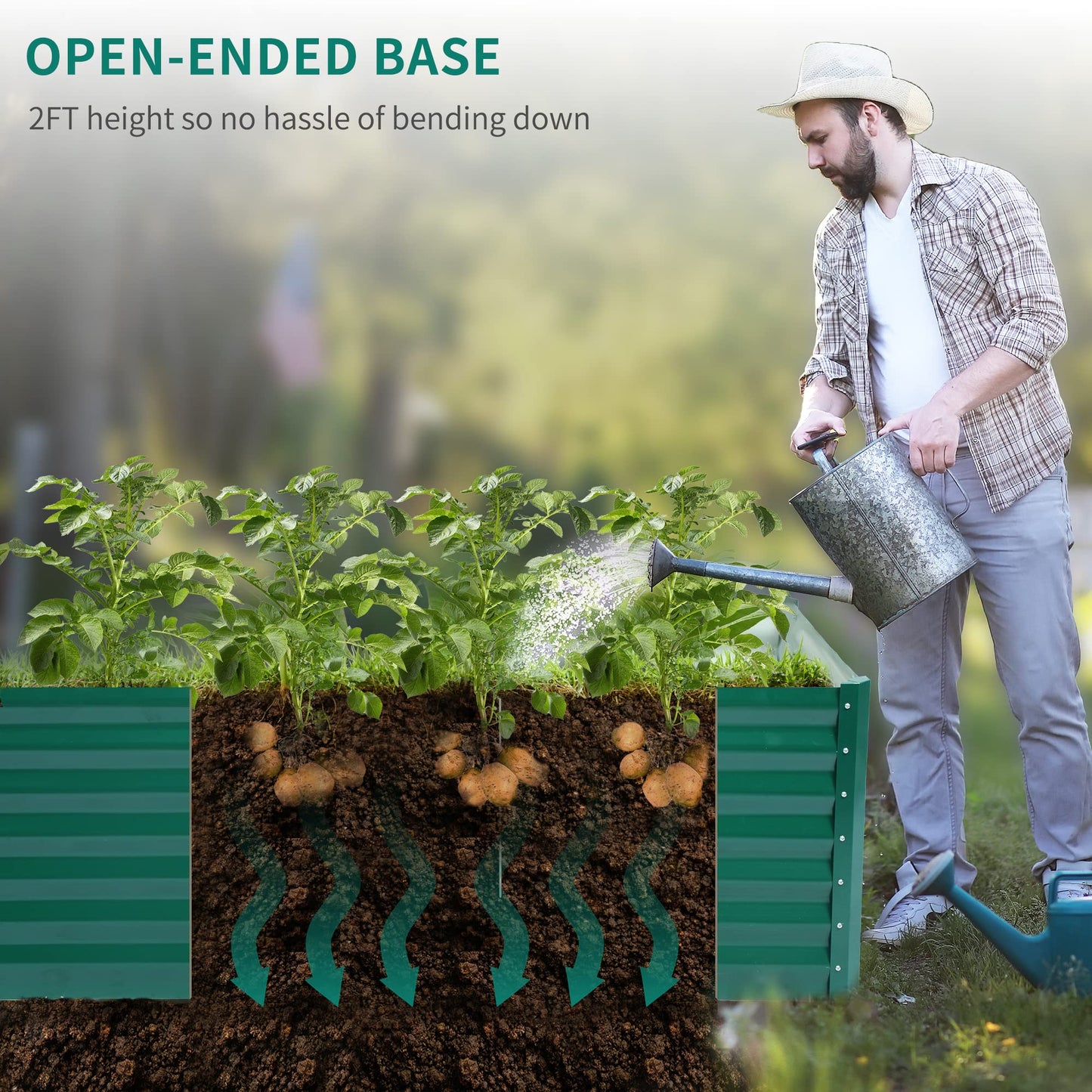 YITAHOME Outdoor Raised Garden Bed Kit 240x120x60cm, Raised Beds Thickened Zinc-Aluminum-Magnesium Stainless Steel Metal Raised Beds for Garden with Safety Rubber for Vegetables Flowers Fruits (Green)