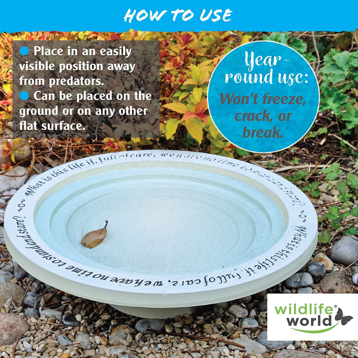 Wildlife World BSHBB2 Shenstone Bird Bath and Drinker Plate - Made from Sustainable Materials, Yellow, 4.72 in*17.52 in*17.52 in