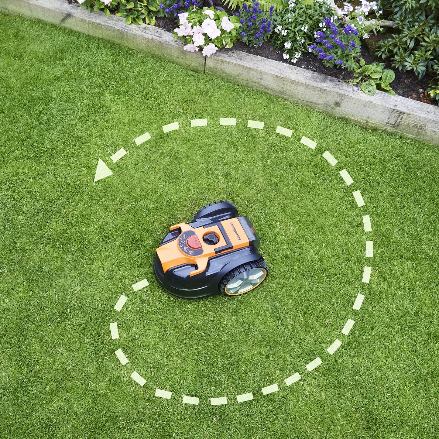 LawnMaster OcuMow® 16 Drop and Mow Robot Lawnmower with MX 24V 4.0Ah lithium battery and fast charger. No Boundary Wire, App or Outdoor Power Socket needed. For small to medium lawns up to 100m2.