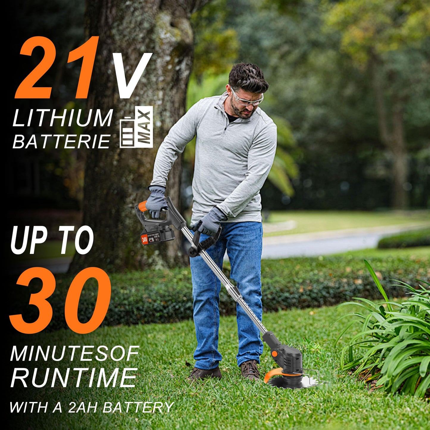 Metal Blade Cordless Strimmer 21v Grass Trimmers With Warehouse hooks 16 Blades 15cm Cutting Diameter Cordless Strimmer Retractable Handle For Lawn Garden