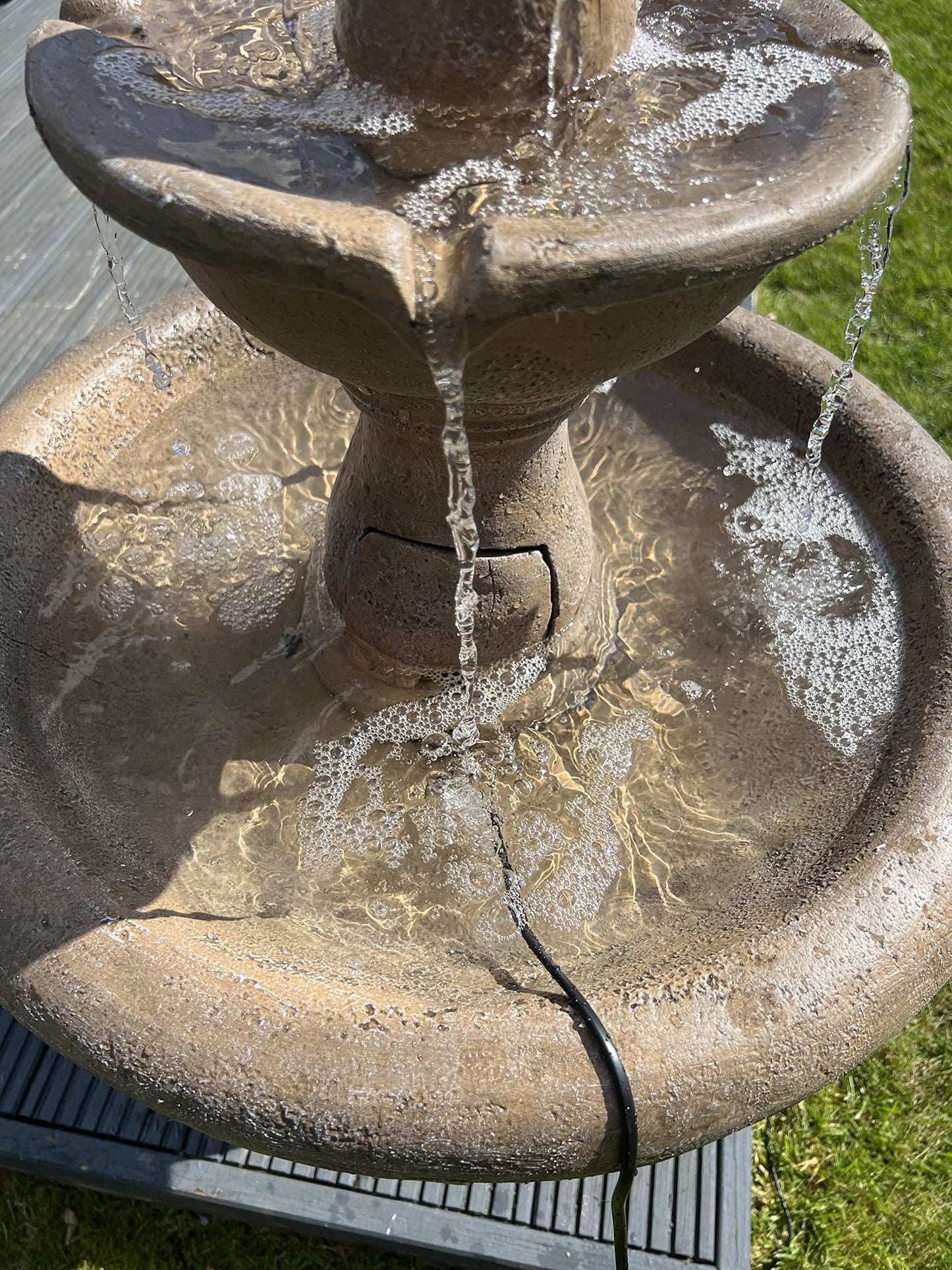 allpondsolutions Antique Stone Effect Classic Grey 3 Tier Fountain Water Feature