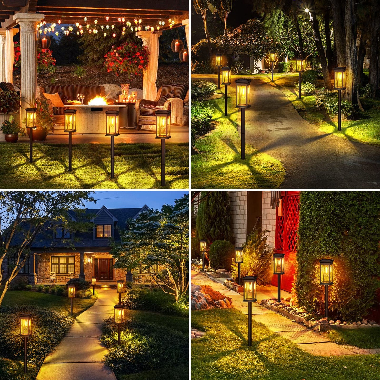 KOOPER Solar Lights Outdoor Garden, 4 Pack Upgraded Garden Lights Solar Powered Waterproof, Auto On/Off Solar Lights Garden Ornaments Outdoor for Yard Pathway Patio Decorative Lawn