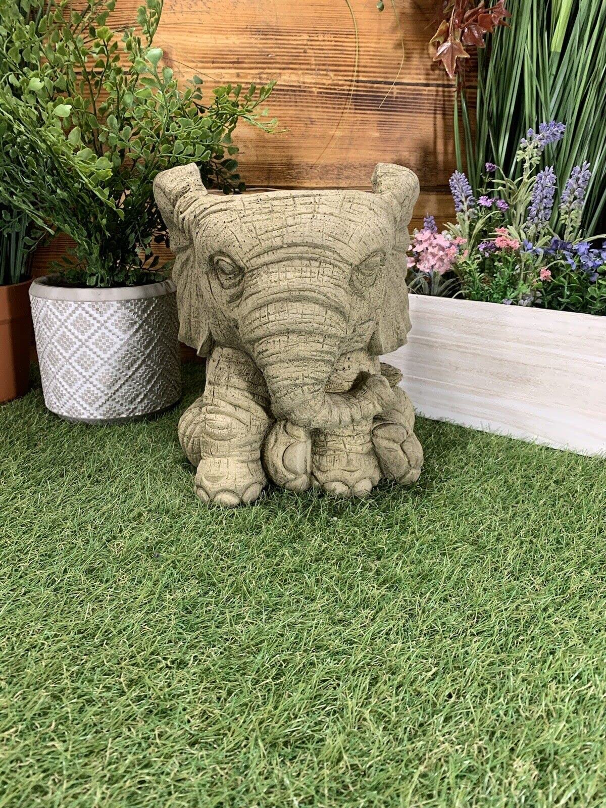STONE GARDEN ELEPHANT PLANTER PLANT POT FLOWER POT HAND CAST ORNAMENT