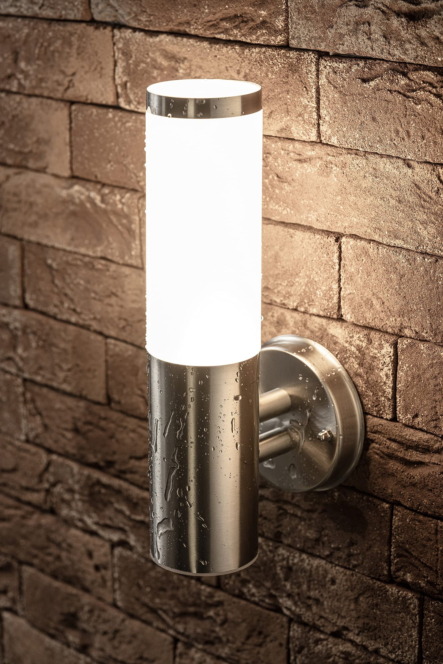 CGC Lighting Stainless Steel Silver Outdoor Outside Wall Light Indoor Garden Patio Porch Door Conservatory Decking Shed (Straight)