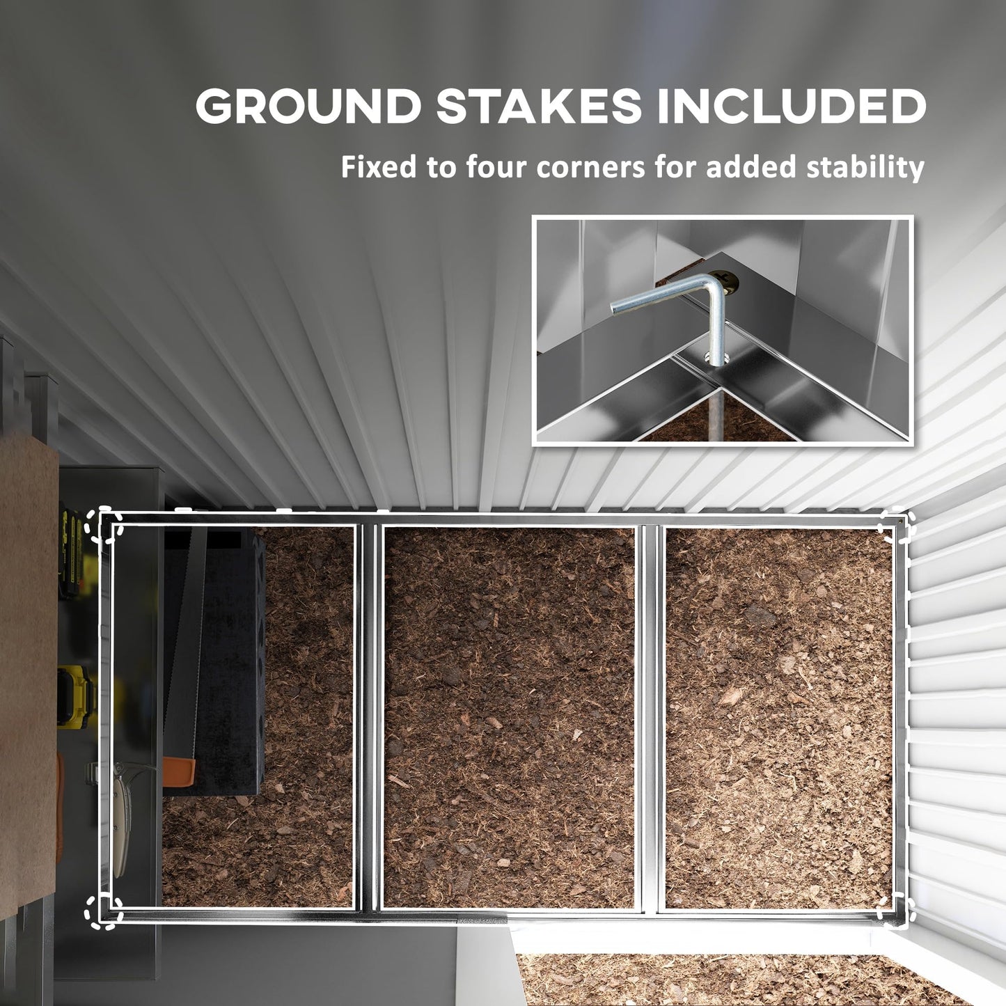 Outsunny 5x3ft Garden Shed, Steel Small Shed, Outdoor Lean-to Shed with Adjustable Shelf, Lock and Gloves for Patio, Garden, Dark Grey with Foundation Kit