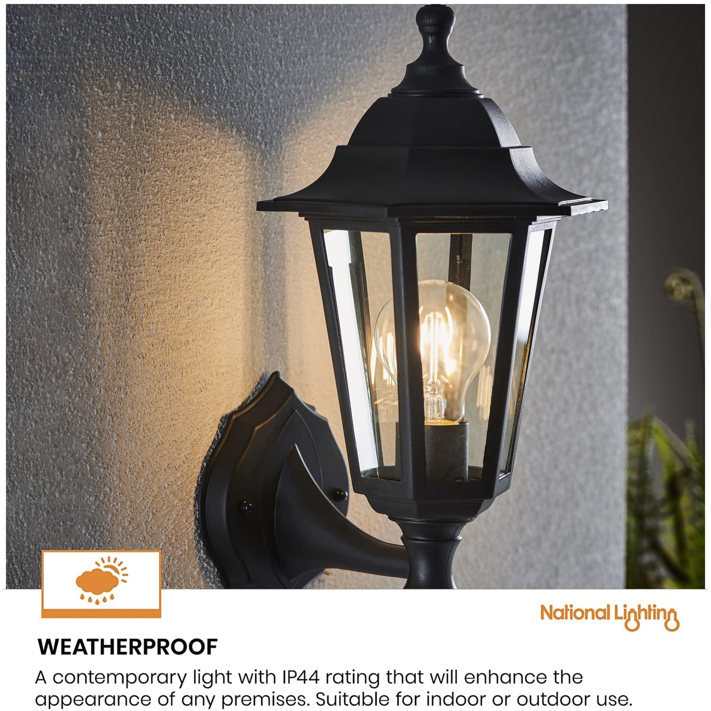 Mayflower Traditional Style Black Outdoor Garden Security Porch Weatherproof Wall Light Lantern IP44 Rated Reversible