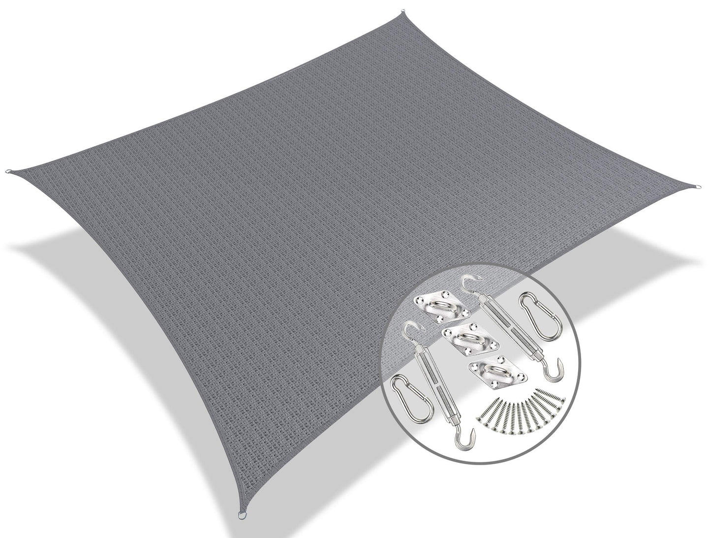 VOUNOT® Sun Shade Sail Rectangle with Fixing Kit, 95% UV Block Breathable HDPE Awning, Sunscreen Canopy for Outdoor Garden Patio Lawn, Grey 3x2.5 m