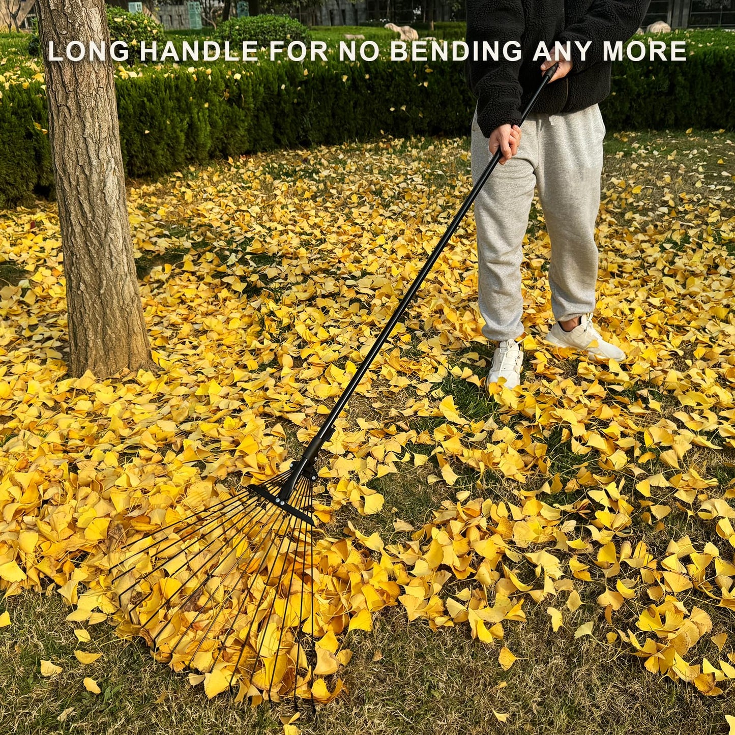 Mitclear Garden Rake with Telescopic Handle(71IN), 7-25IN Adjustable Leaf Rake for Gardening, Hand Rake with 25 Tines for Lawn, Yard, Artificial Grass