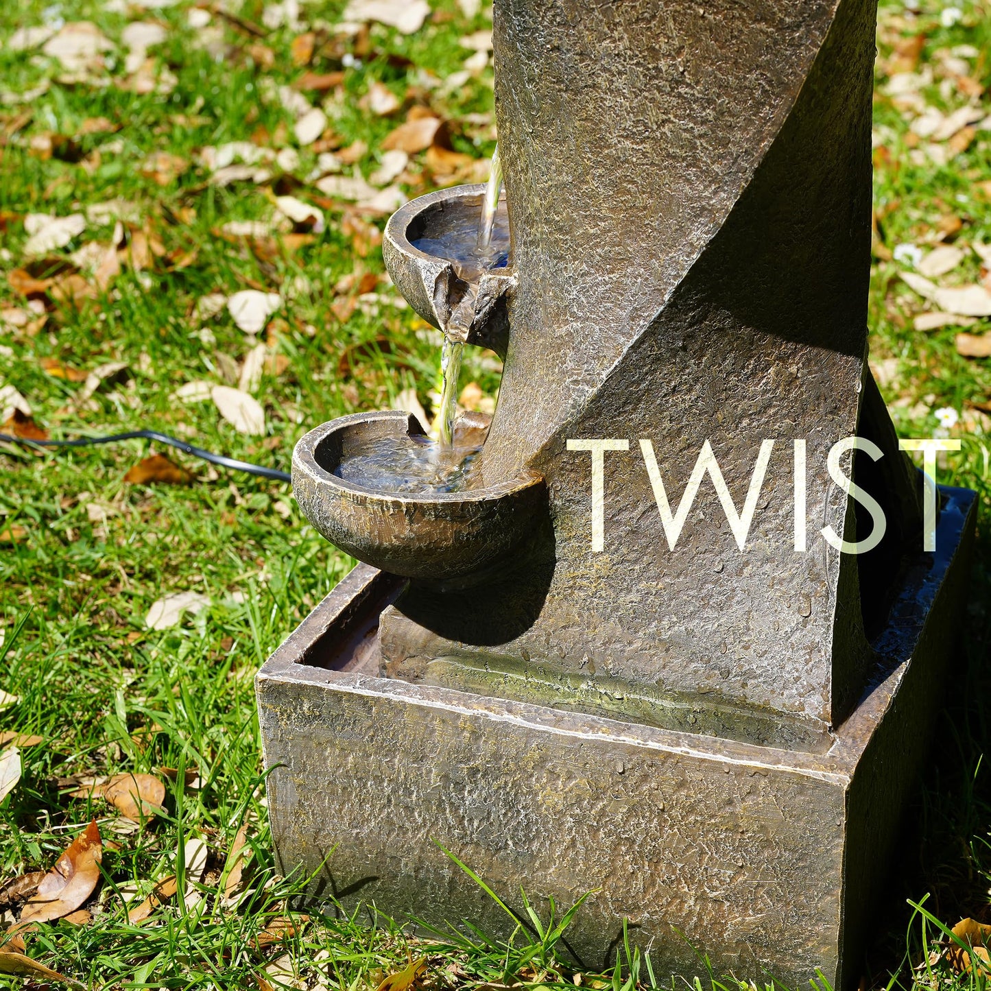 GEEZY Garden Water Feature – Cascading Fountain with LED Lights – Mains Powered, Self-Contained, Indoor & Outdoor – Easy Setup, Relaxing & Tranquil – Great for Garden, Home, Patio & Balcony Decor