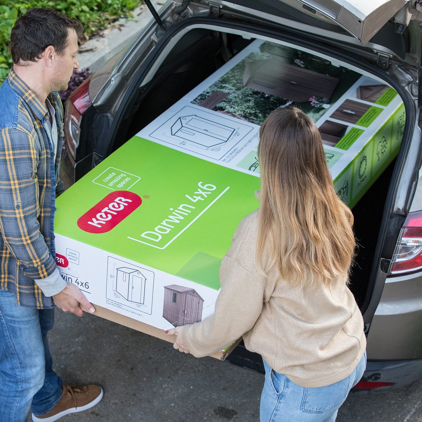 Keter Darwin Outdoor Apex Single Door Garden Storage Shed 6 x 4ft Grey Wood Look and Feel | Fade Free | All Weather Resistant | Safe and Secure | Zero Maintenance | 15 year Warranty