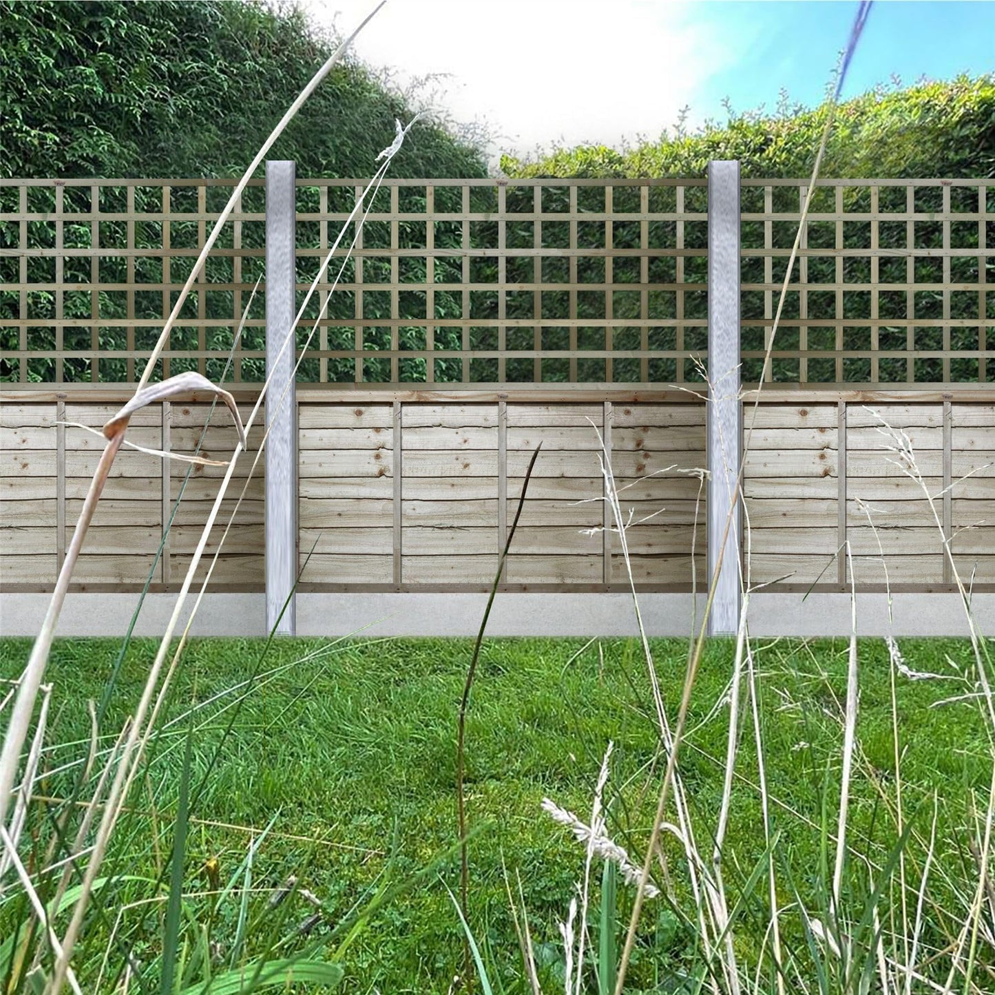 Premier Garden Standard Trellis Panels 120mm Squares Flat Design Width: 6ft (183cm) x Height: 3ft (90cm) Fence Panel Topper Wall Art Plant Growing Vine Trellis Panels