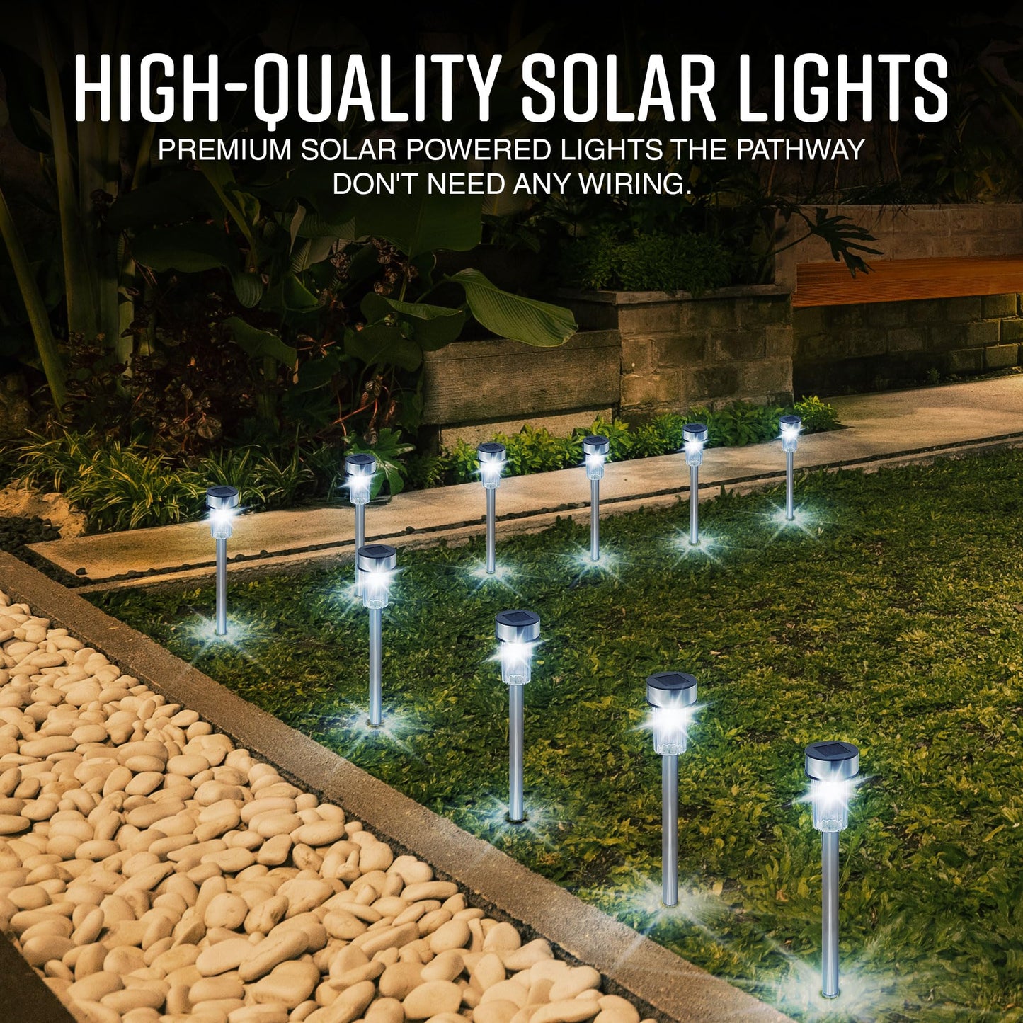 GloBrite 10PC Solar Garden Lights, Garden Stakes, Pathway Lighting | Waterproof Auto On-Off Solar Lights Outdoor Garden, Solar Powered Garden Lights, Solar Lights, Garden Lights, Outdoor Lights
