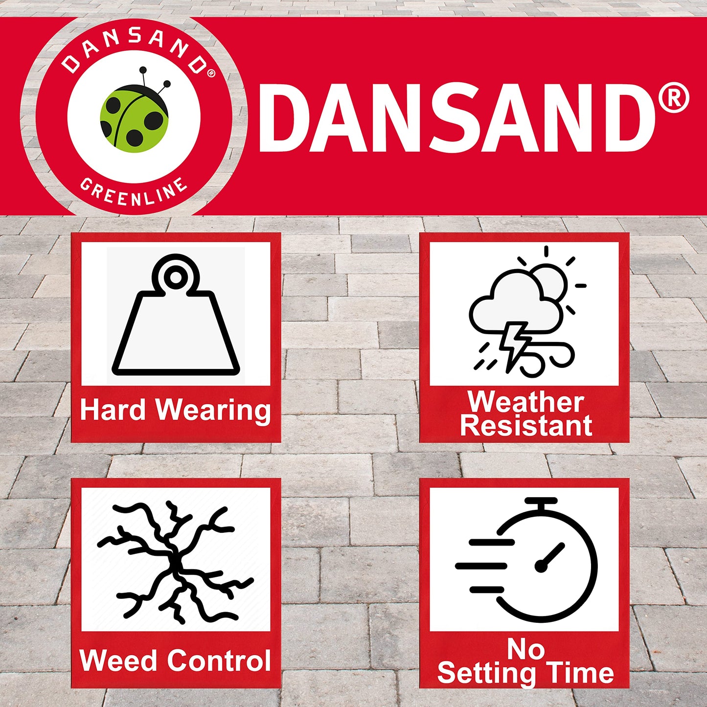 Dansand No Grow 20kg Easy Fix Brush in Jointing Paving Sand | Sand For Patio, Block Paving Sand, Suitable for All Paving Types - Grey