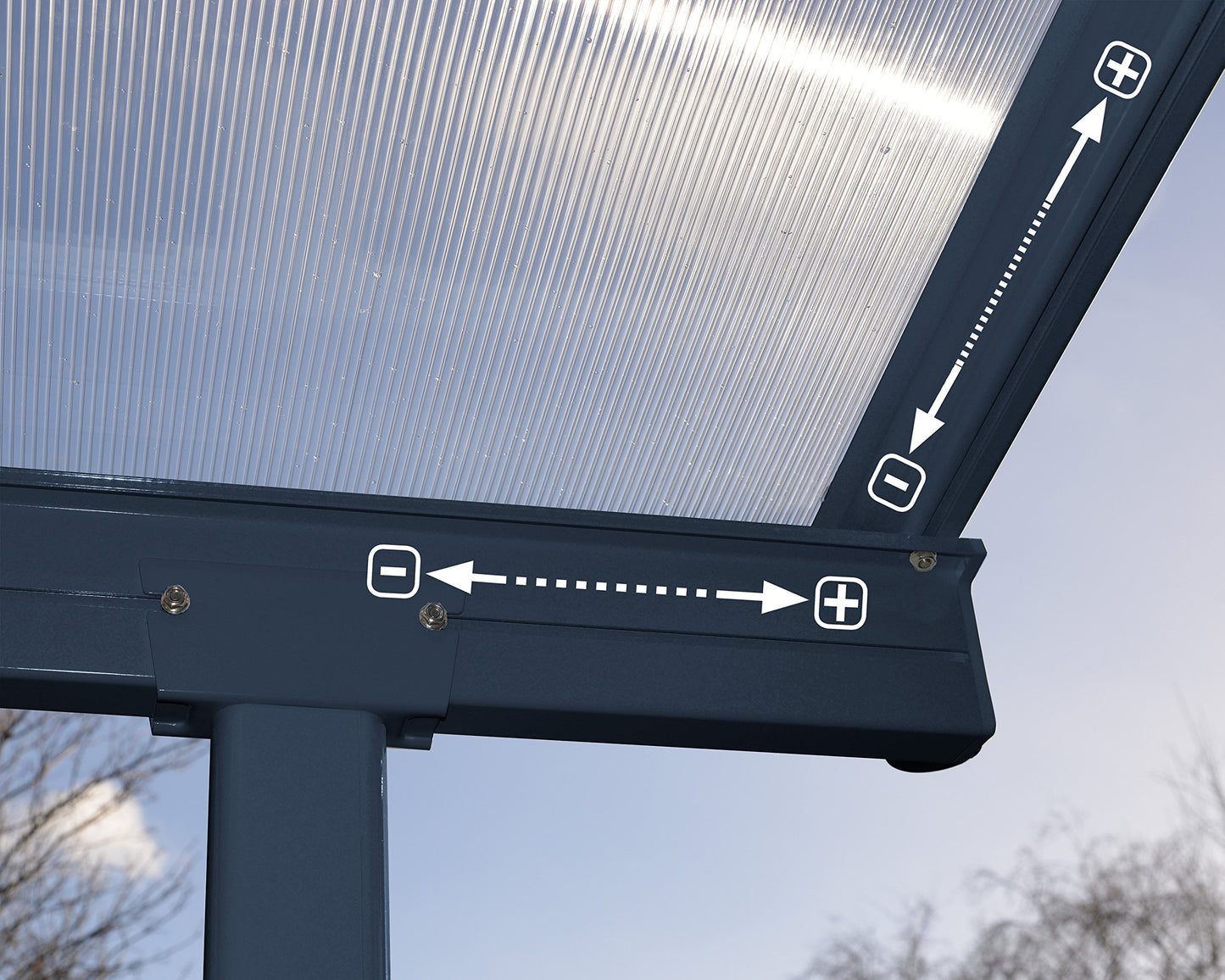 Palram Canopia Sierra Patio Veranda 3x4.25 Garden Canopy - Aluminum Lean to Pergola (3x4.25, Grey)