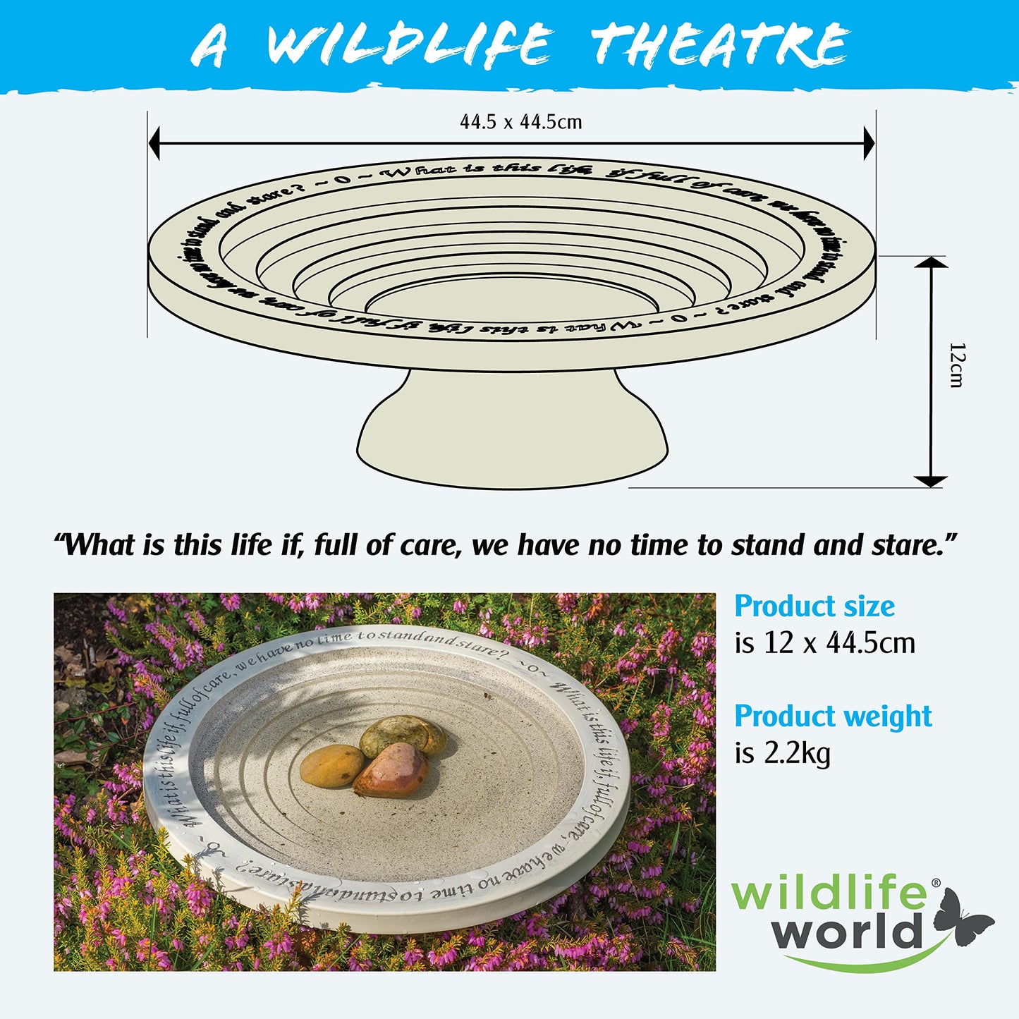 Wildlife World BSHBB2 Shenstone Bird Bath and Drinker Plate - Made from Sustainable Materials, Yellow, 4.72 in*17.52 in*17.52 in