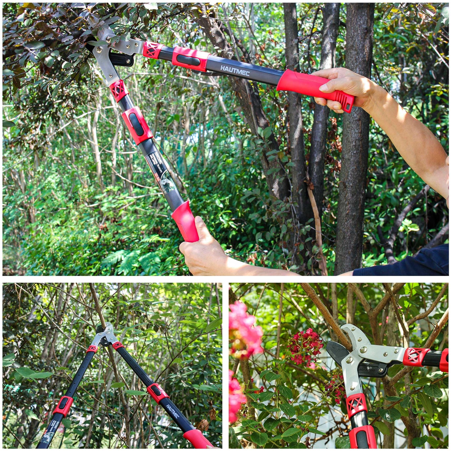 HAUTMEC Extendable 27-37'' Anvil Loppers with Compound Action System, 2 Inch Cut Capacity, Labor-Saving Tree Trimmer, Heavy Duty Thick Branch Garden Pruning Clippers Scissors HT0149-UK