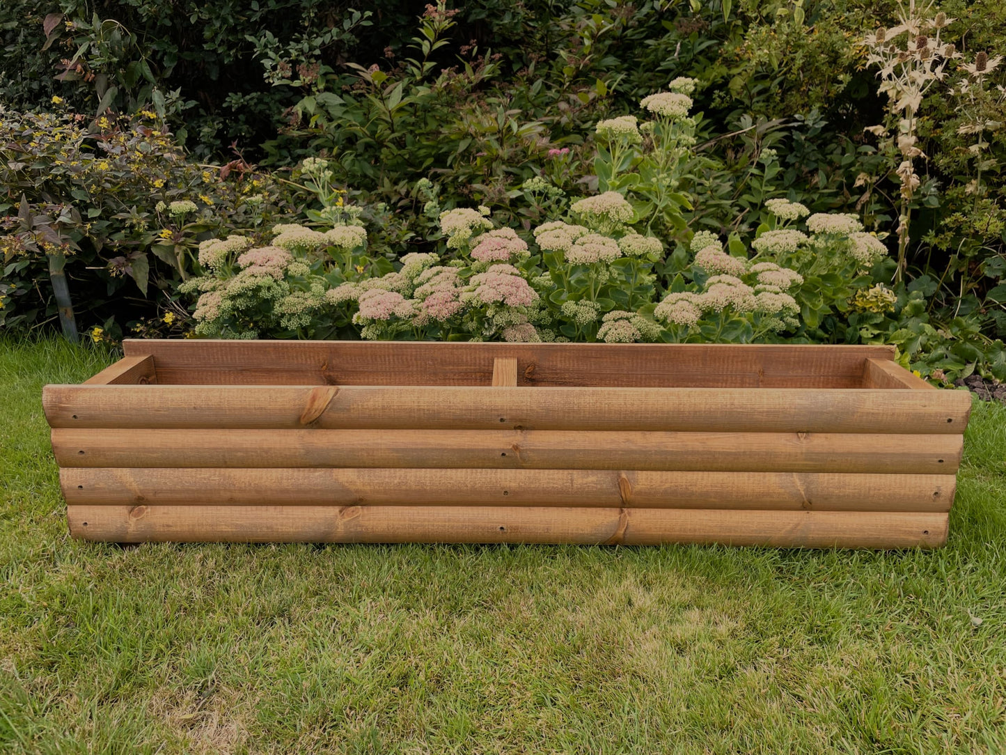 RUDDINGS WOOD 120cm Large Log Style Wooden Trough Planter Heavy Duty Garden Flower Pot box