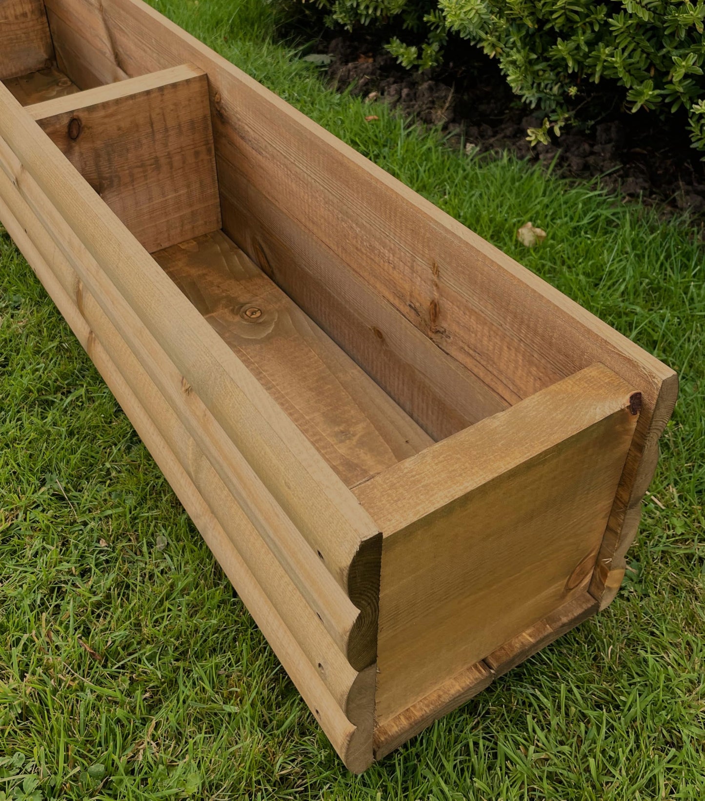 RUDDINGS WOOD 120cm Large Log Style Wooden Trough Planter Heavy Duty Garden Flower Pot box
