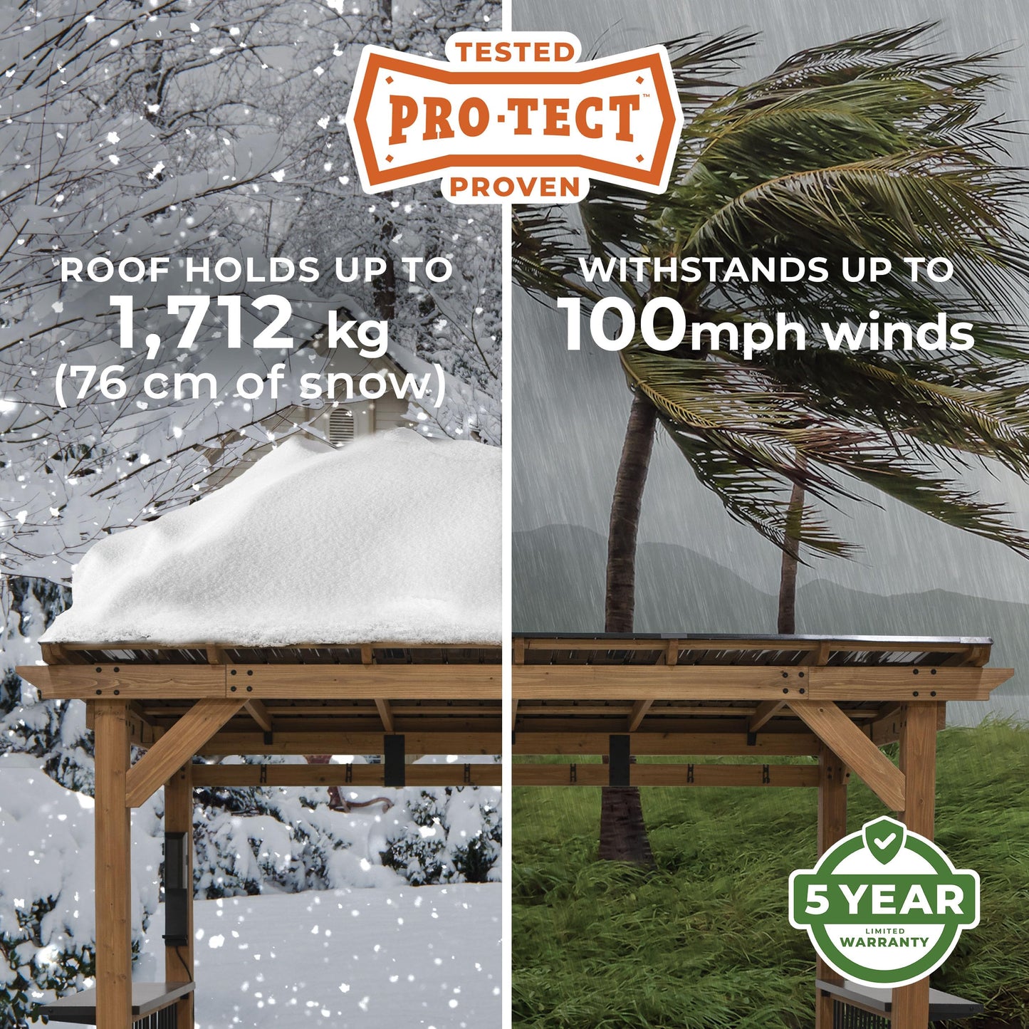 Backyard Discovery Saxony BBQ Gazebo | Outdoor Shelter, Wooden Canopy, For Garden & Patio, For Barbecue & Grill Party, Hard Top Steel Roof, 100% Cedar Wood | 2.3 x 1.6m (7.8ft x 5.3ft)