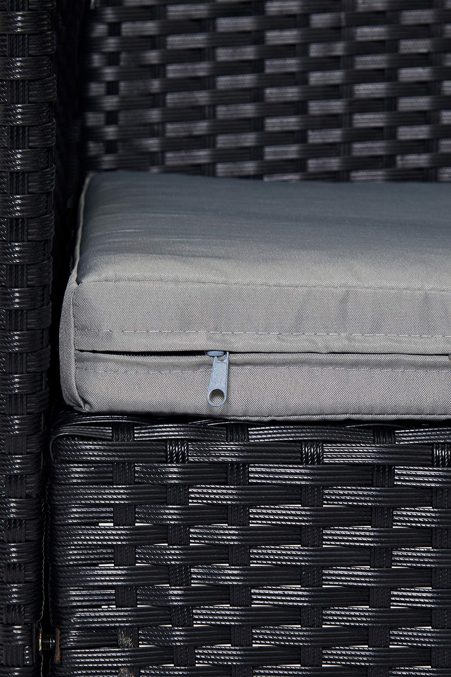 EVRE Black Rattan Garden Furniture Set Patio Conservatory Balcony Indoor Outdoor 4 Seater Piece Glass Top Coffee Table Modular Sofa Loveseat with Cushions