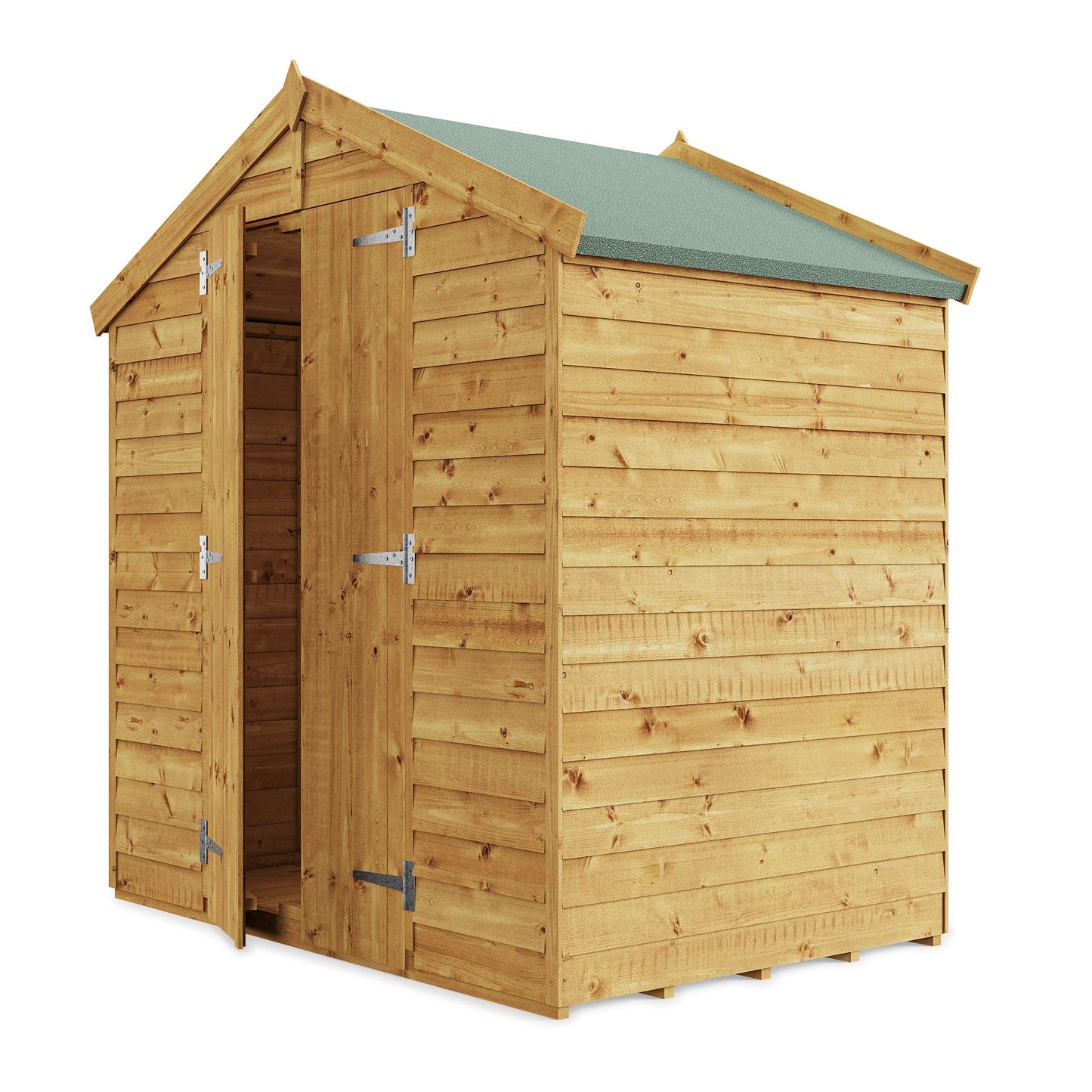 BillyOh Keeper Overlap Garden Shed with Floor | Wooden Garden Storage Shed with Apex Roof & Felt Included | Windowed or Windowless- Multiple Sizes (4x6 Windowless)