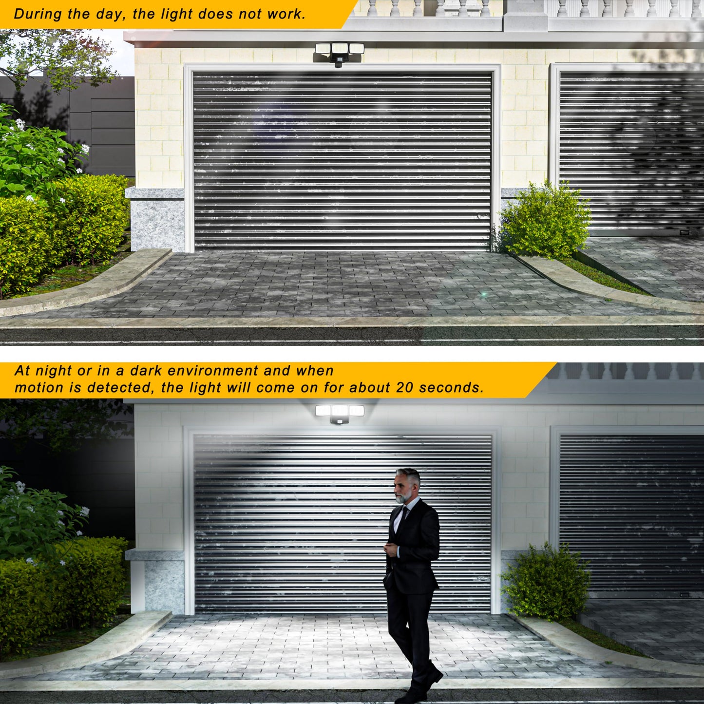 AIXPI Battery Powered Outdoor Security Lights, 240 LED Motion Sensor PIR, IP65 Waterproof Wireless Flood Lights for Garden Yard, Porch, Garage, 1 Pack