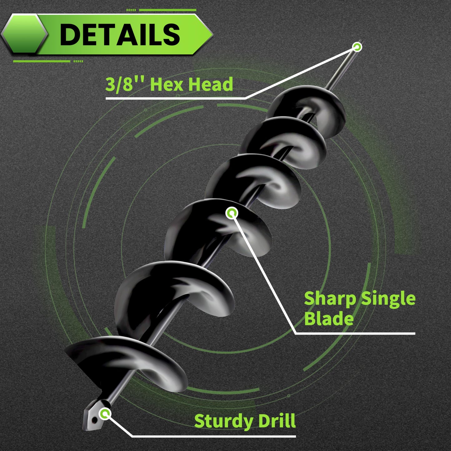 Garden Auger Drill Bit 8x60cm,Extended Solid Post Hole Digger,Auger Spiral Drill Bit For Bulb Planters Planting, Fence Post Repair,Bulbs Seedlings,Bulb Planting Auger Black