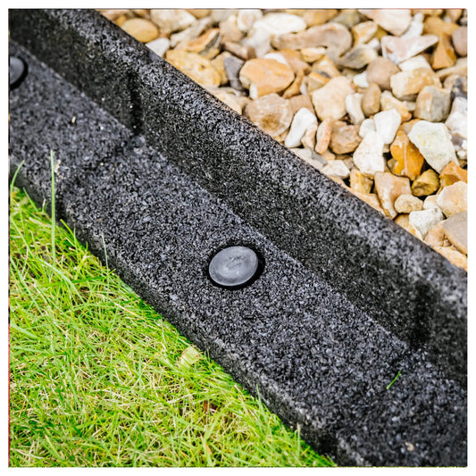 FlexiBorder - Lawn Edging - Flexible Garden Edging Border for Grass Lawns - Pathways - Raised Borders - Artificial Grass - Black - 6 x 1m Lengths