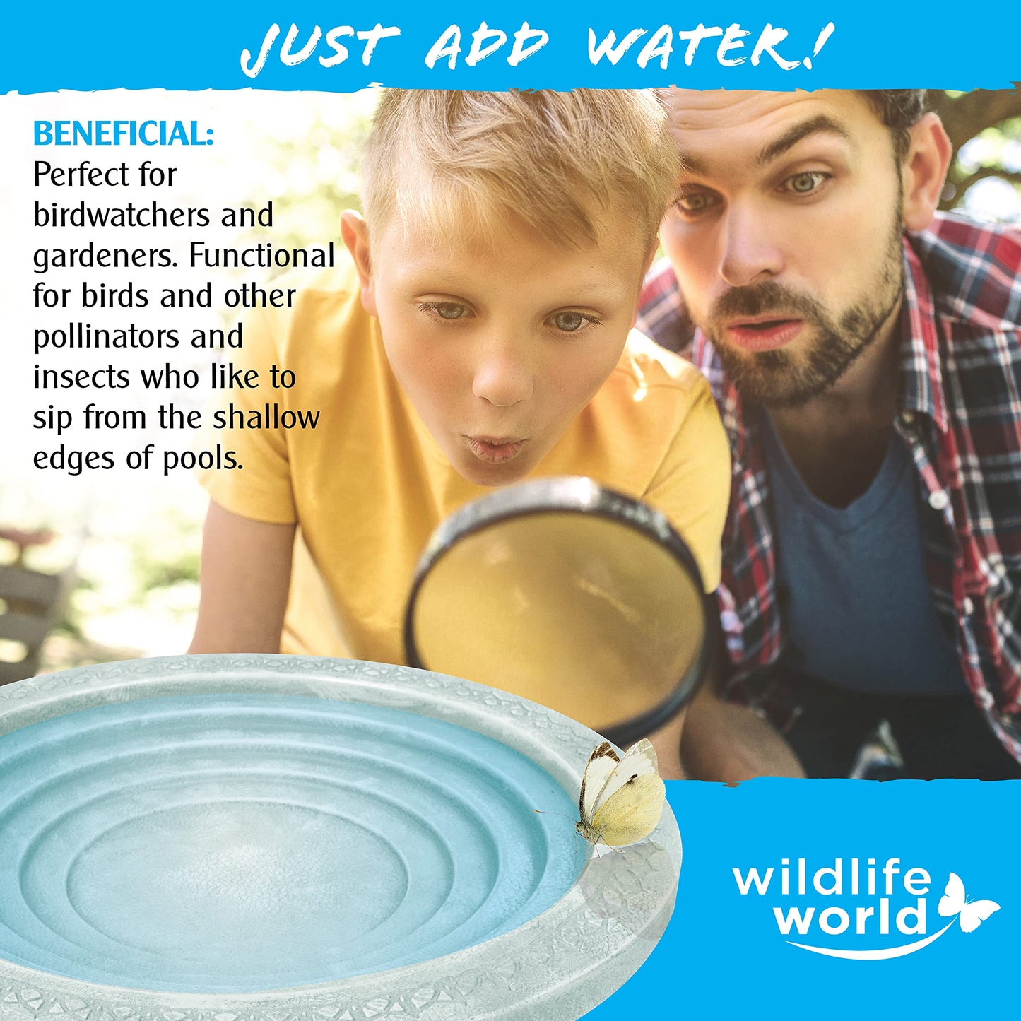 Wildlife World BSHBB2 Shenstone Bird Bath and Drinker Plate - Made from Sustainable Materials, Yellow, 4.72 in*17.52 in*17.52 in
