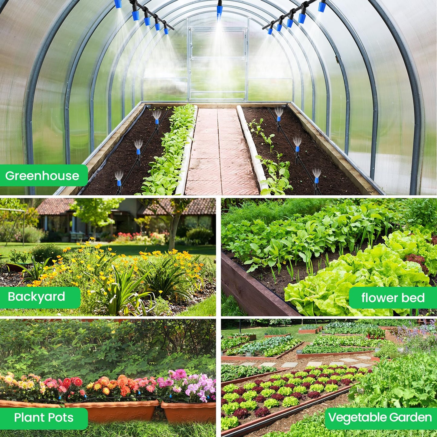 Upgrade Quick-Connect Irrigation System Kit, 65FT Automatic Garden Watering System, DIY Water Saving Drip Irrigation System for Garden/Lawn/Greenhouse