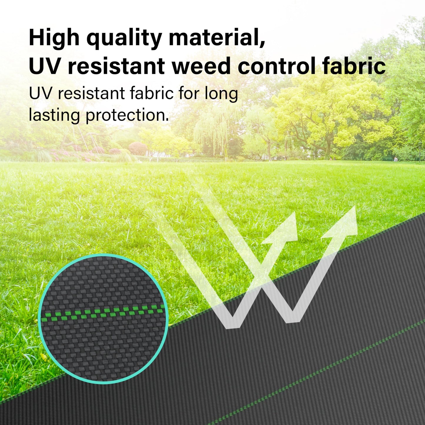2mx50m Heavy Duty Weed Control Membrane Garden Weed Barrier Fabric for Landscaping Driveway Gravel Artificial Grass Lawn Underlay Woven Roll Ground Cover Weed Block Patios, Garden, Flower Beds Black