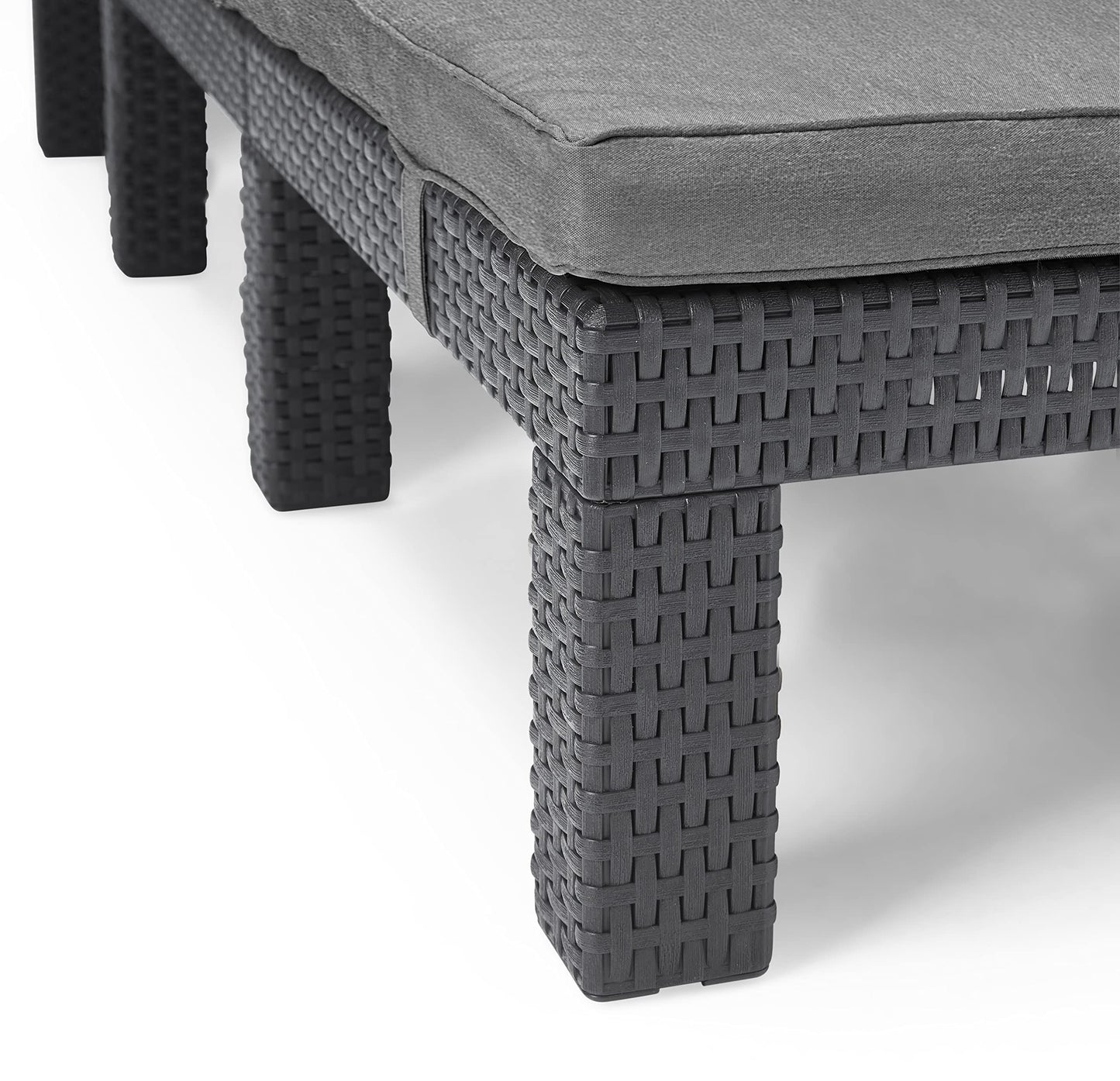 Allibert by Keter Daytona Deluxe Outdoor Garden Sun lounger - Graphite with Grey Cushions